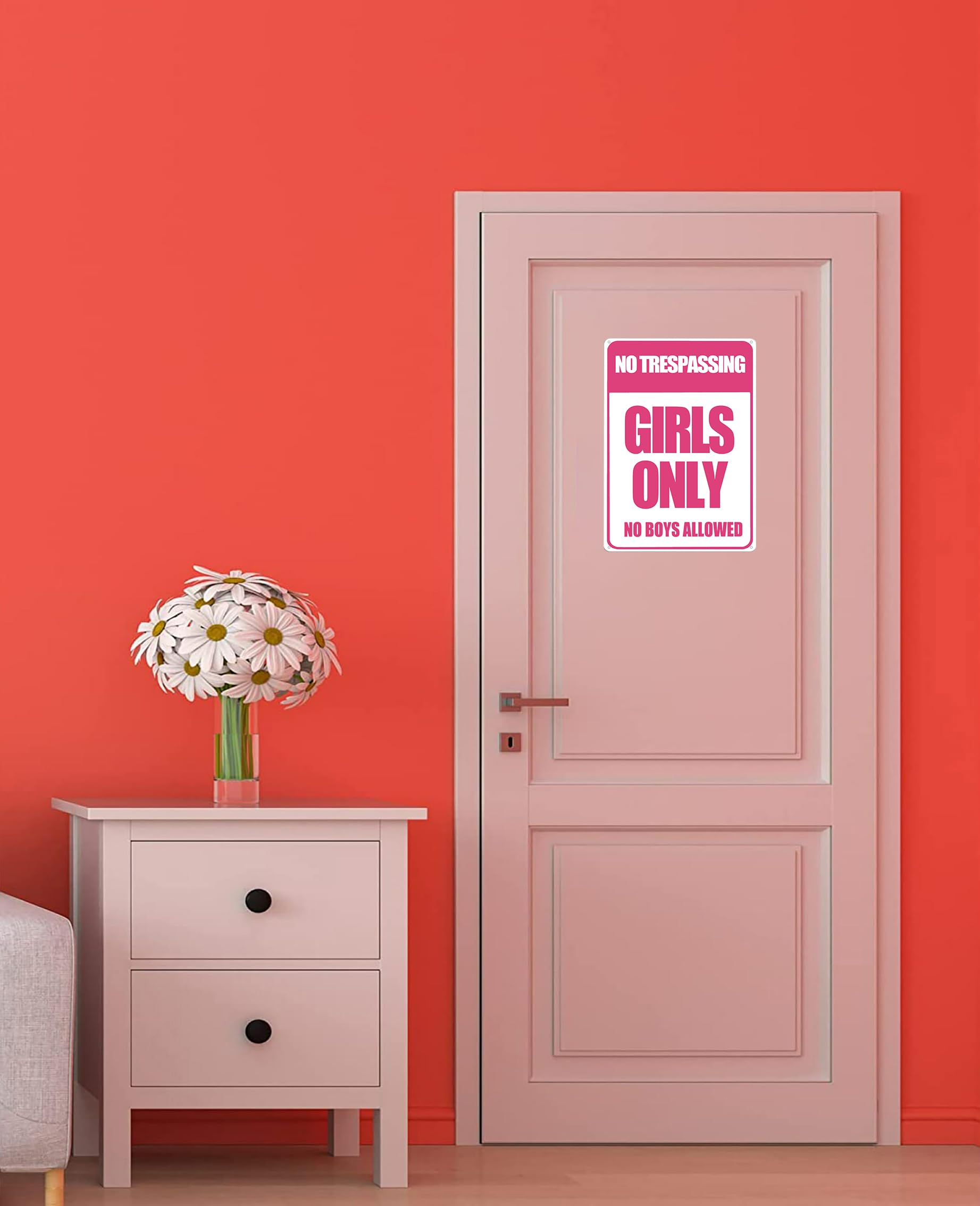 Smilelife Girls Gifts Funny Only Sign No Trespassing No Boys Allowed Tin Sign for Room Bedroom Dorm Wall Decor 8 X 12 Inch (3010