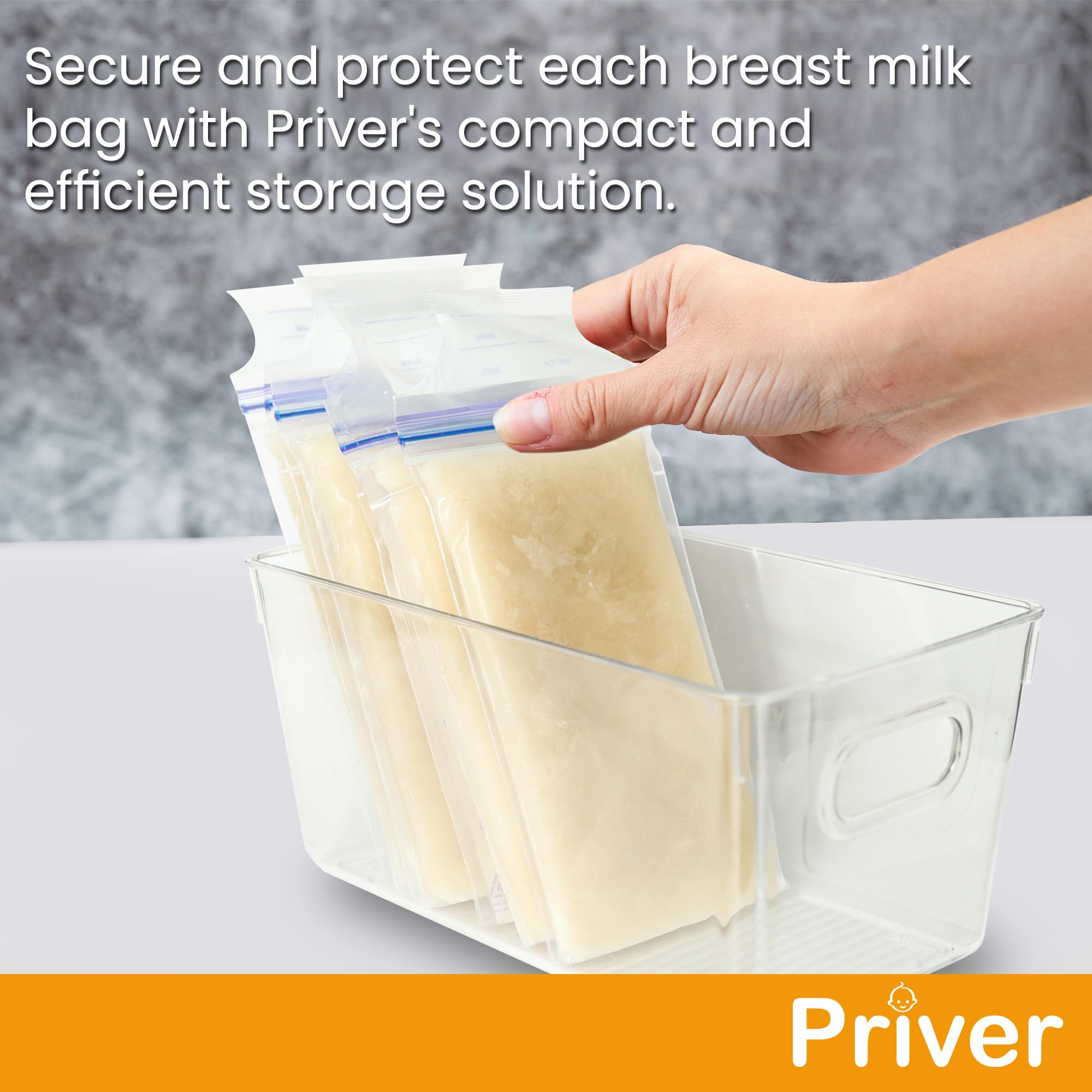 Priver - Breast Milk Freezer Storage Containers, 4 Pack - Breastfeeding Essential In Organization And Storage For Milk & Baby Bo
