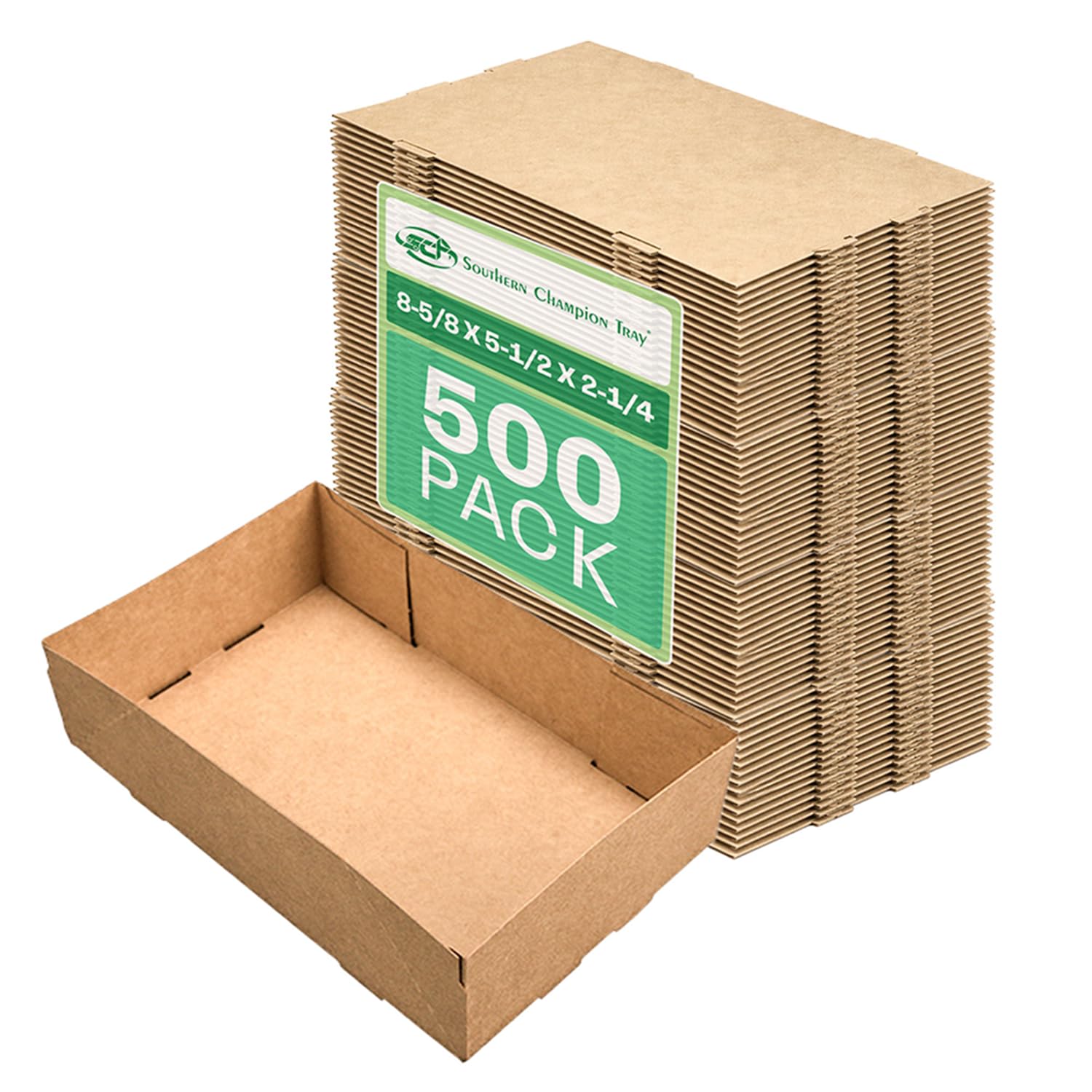 Southern Champion Tray 0122 Kraft Paperboard 4 Corner Pop Up Food Tray, 8-5/8 Length x 5-1/2 Width x 2-1/4 Height (Case of 500)