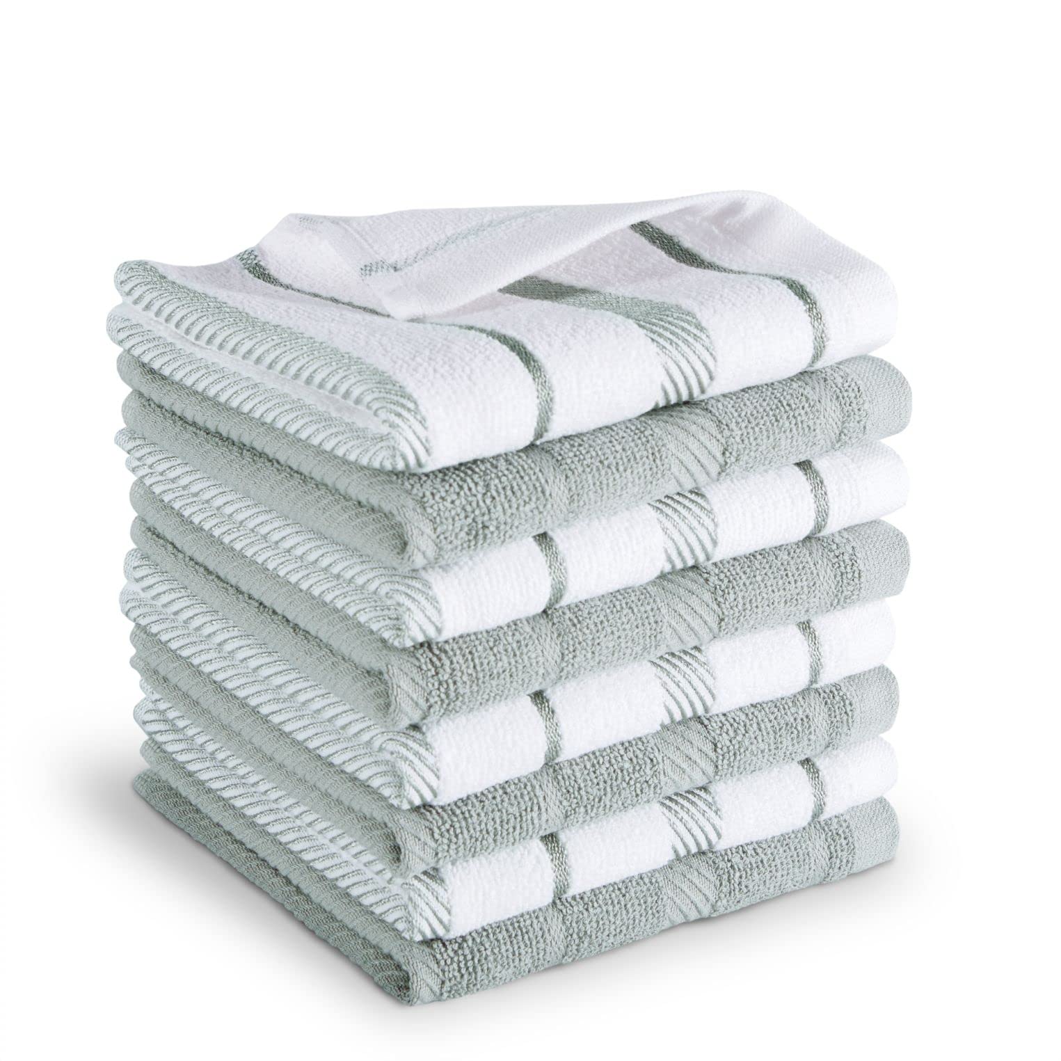 Kitchenaid Albany Dishcloth 8 Pack Set, Matte Grey/White, 12''X12''