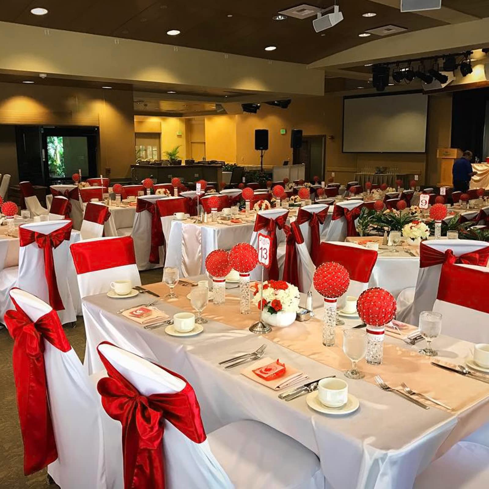 15 Pack Red Table Runner 12 X 108 Inch Long Table Runner For Party, Smooth Satin Fabric Table Decor For Wedding, Birthday Party