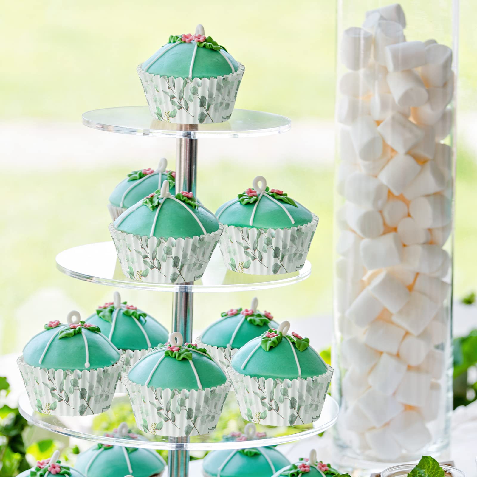 Willbond 300 Count Cupcake Liners Greenery Cupcake Wrappers Baking Cups Green Baking Liners Holders For Baby Shower Wedding Brid