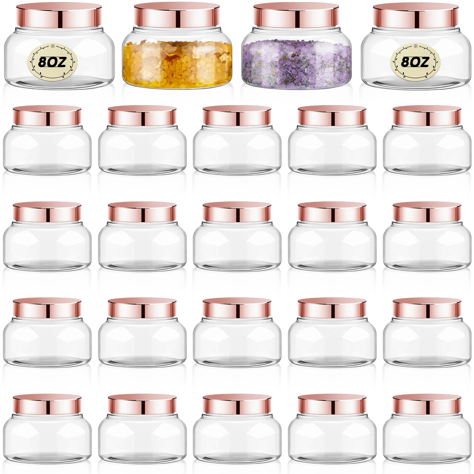 Tessco 24 Pack Plastic Jars With Lids Labels Plastic Containers Round Refillable Cosmetic Containers Empty Body Butter Jars Suga