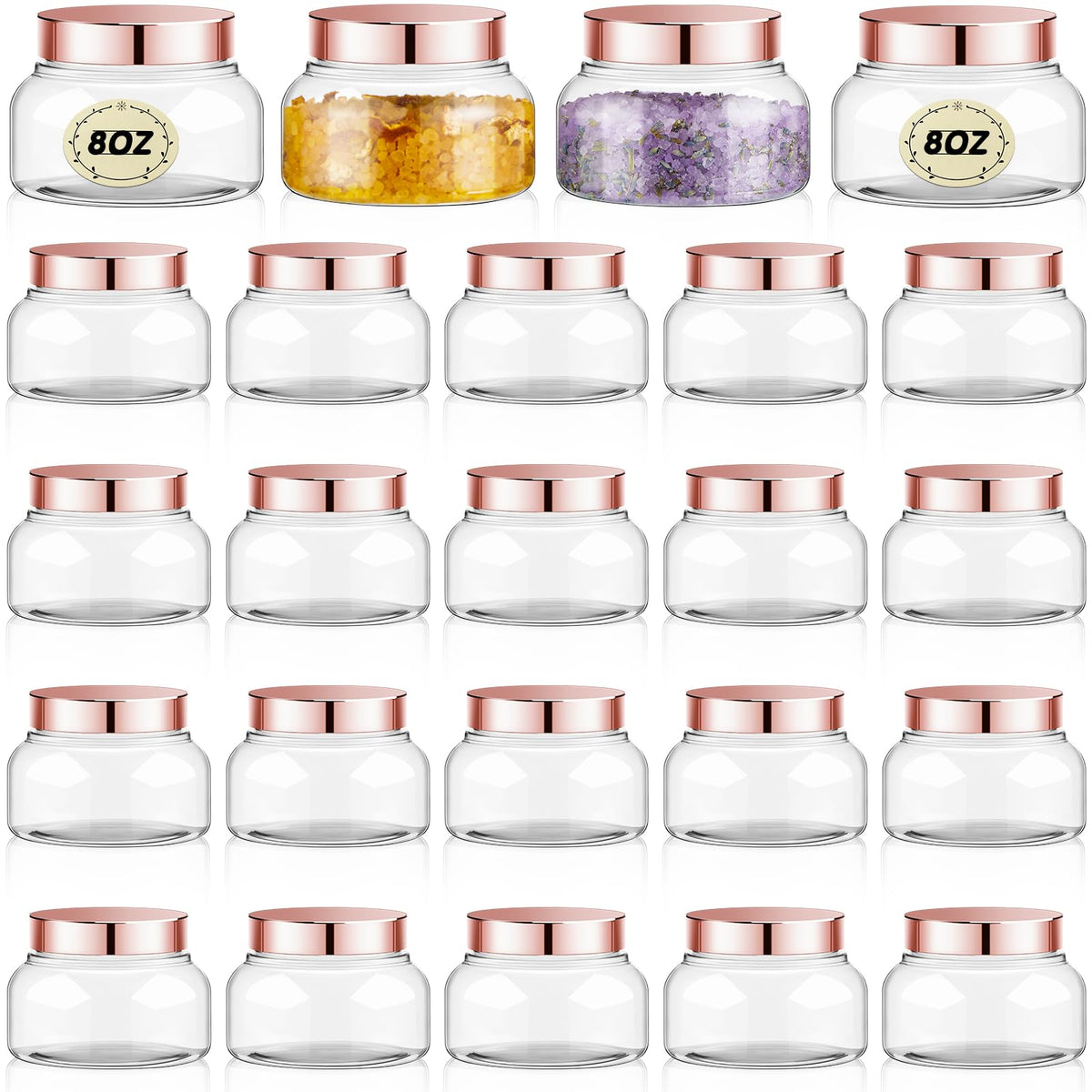 Tessco 24 Pack Plastic Jars With Lids Labels Plastic Containers Round Refillable Cosmetic Containers Empty Body Butter Jars Suga