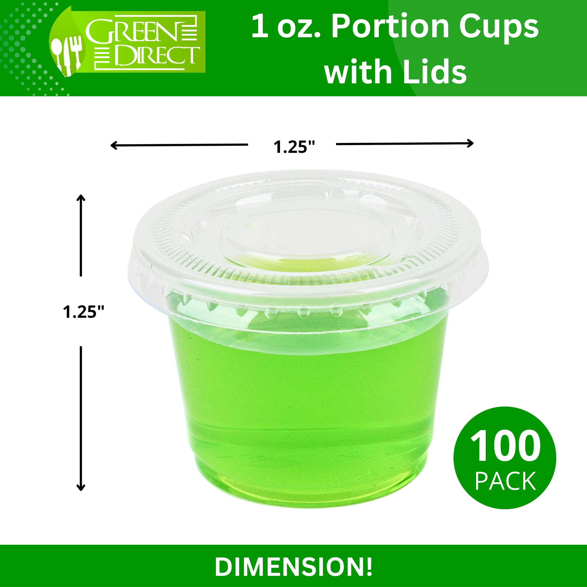 1 Oz Containers With Lids | Disposable Plastic Jello Shot Cups | Small Clear Plastic Condiment Cups For Sauce, Souffle, Salad Dr