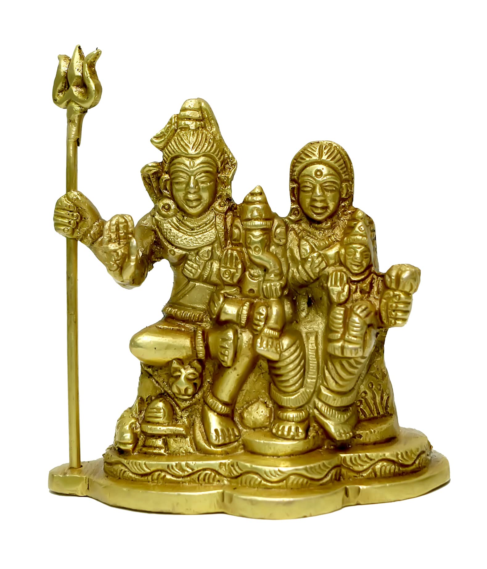 Racpree Brass Metal Handcrafted Shiv Parivar Ganesha Parvati Kartik Idol | Murti Idol Statue Sculpture For Home Dcor Mandir Temp