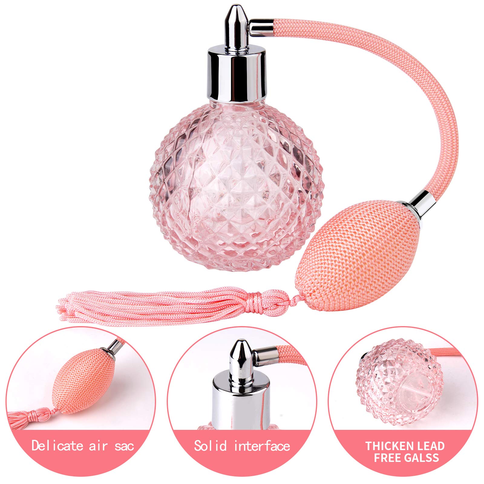 Lamoutor Vintage Perfume Spray Bottle 100Ml Pink Vintage Refillable Perfume Bottle With Long Tassel