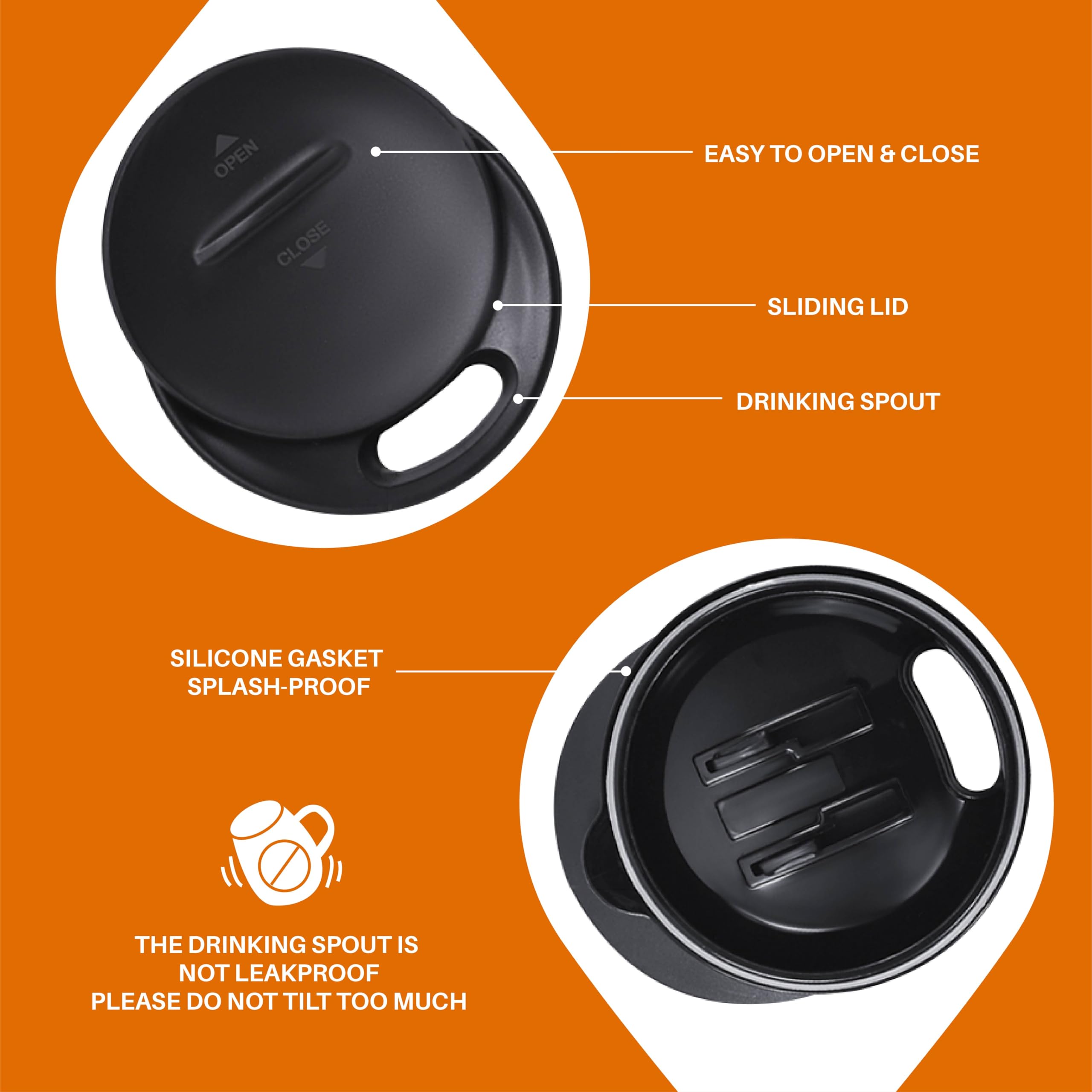 Ideus 16 Oz Insulated Coffee Mug With Handle And Lid, Double Wall Stainless Steel Vacuum Insulated Tumbler Cup, Travel Coffee Cu