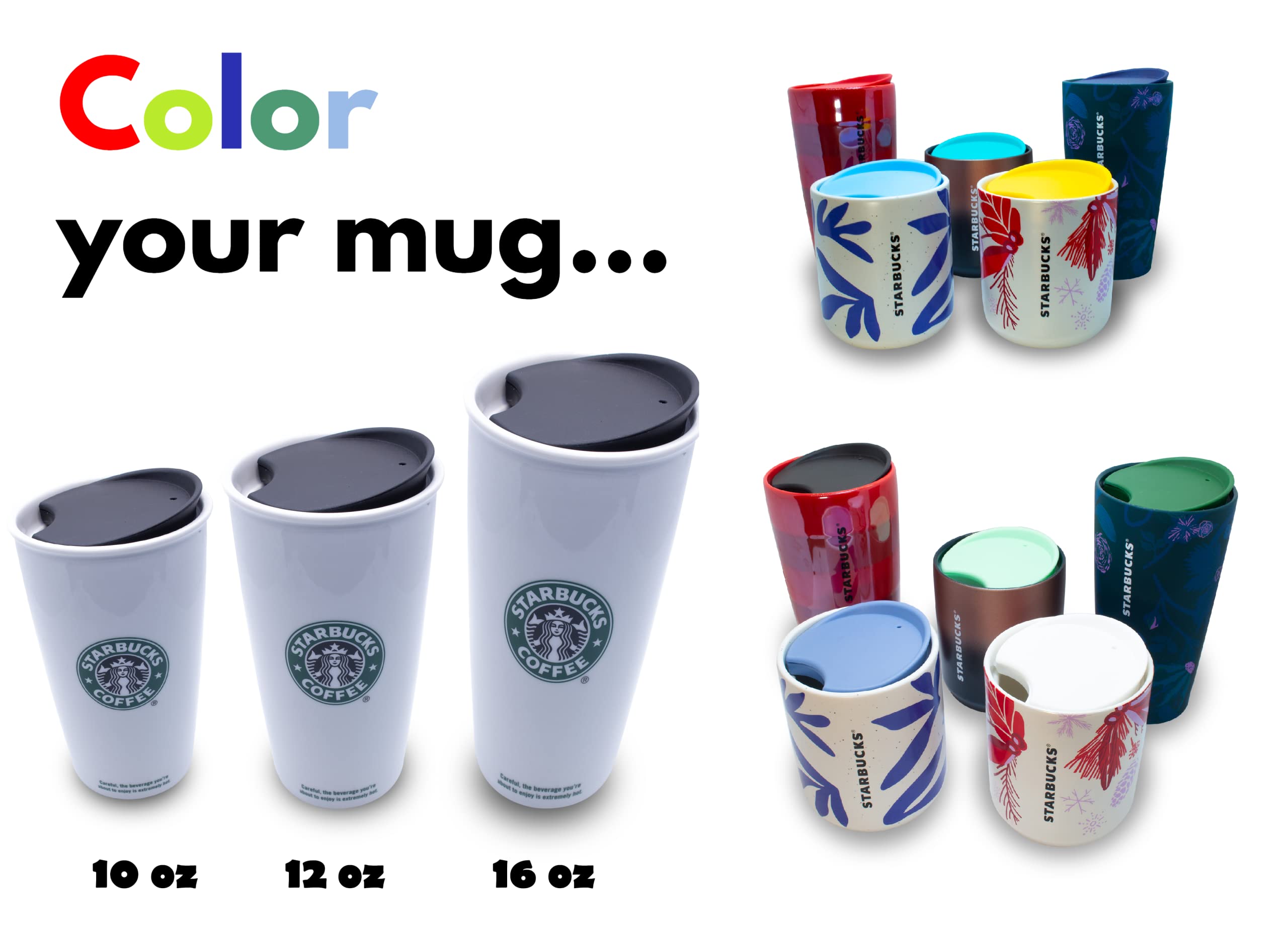 Mie Replacement Lid For Coffee Mug & Tea Cup - Competible With Starbucks Ceramic Travel Mug 10Oz / 12Oz / 16Oz, Tumbler Lid, Mug