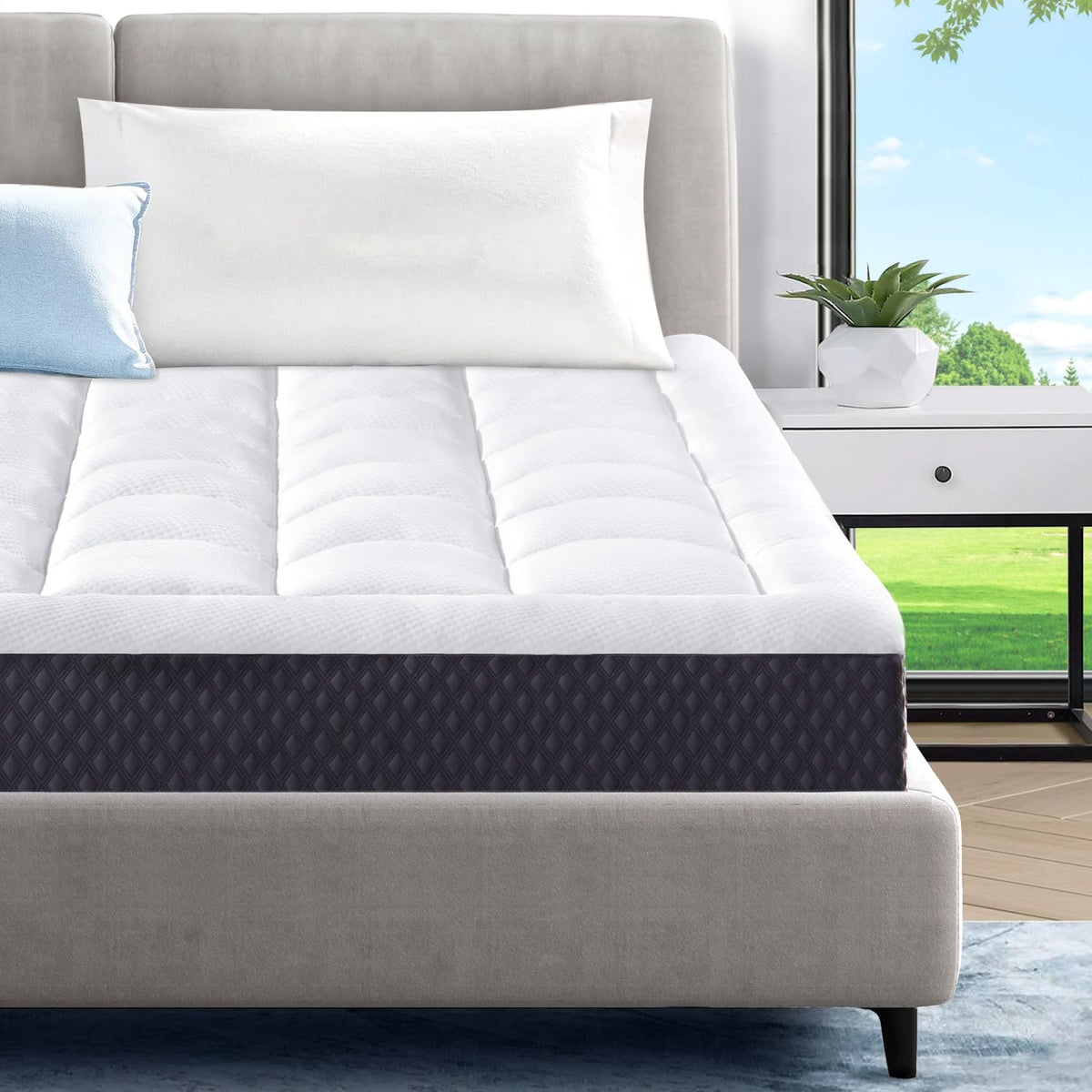 Onenice 6 Inch King Size Mattress In A Box, Breathable Cooling Gel Memory Foam Pillow-Top, Certipur-Us Certified, Fiberglass-Fre