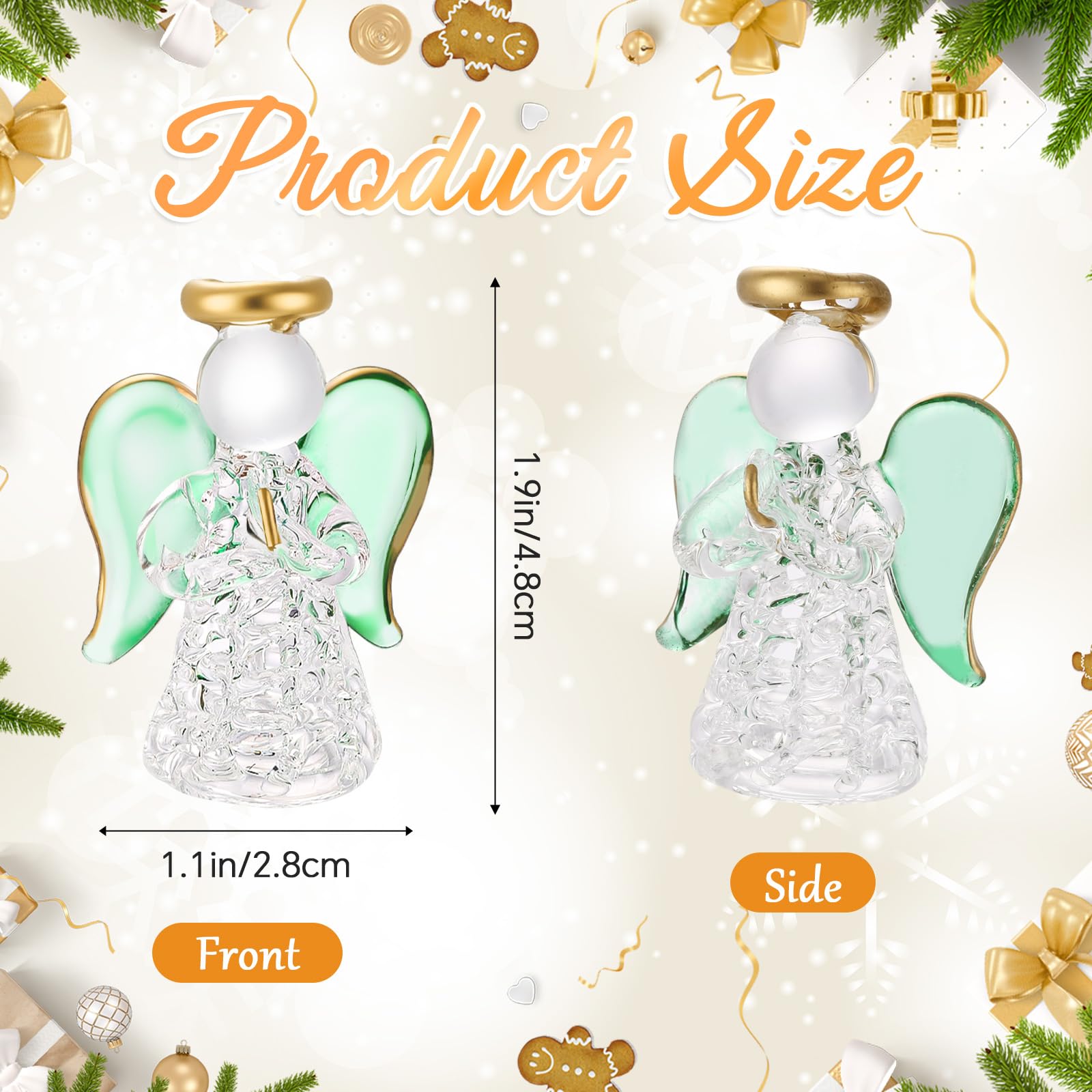 CroBlissful 6 Pcs Crystal Angel Figurines Christmas Ornaments Glass Guardian Angel Ornaments Hanging Decor Christmas Church Gift