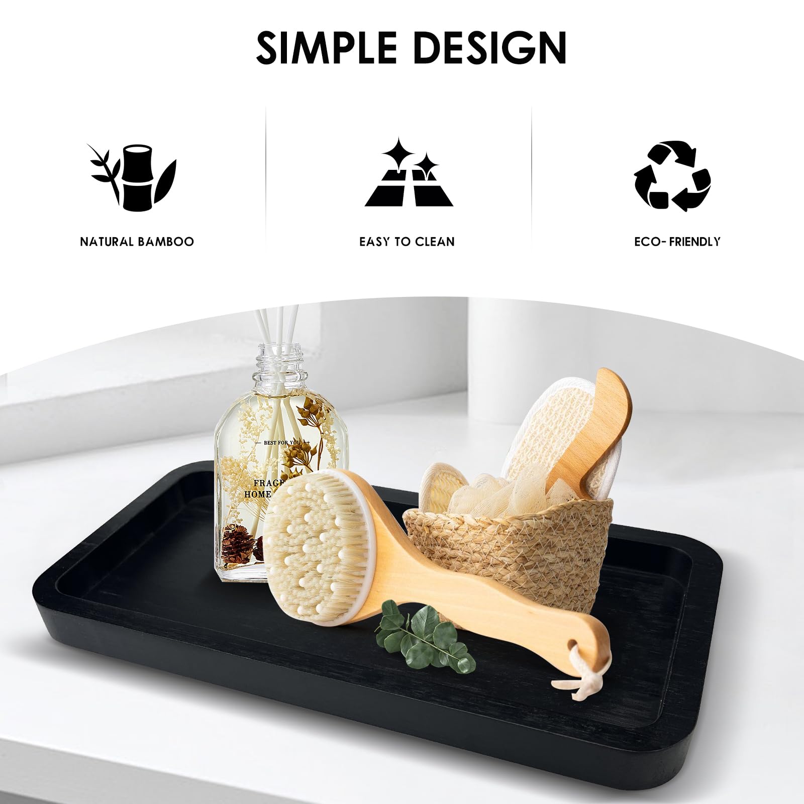 Bayting Bamboo Vanity Tray, Bathroom Tray For Counter, Bamboo Tray For Bathroom, Toilet Tank Tray, Perfume Tray 11.8L X 5.9W X 0