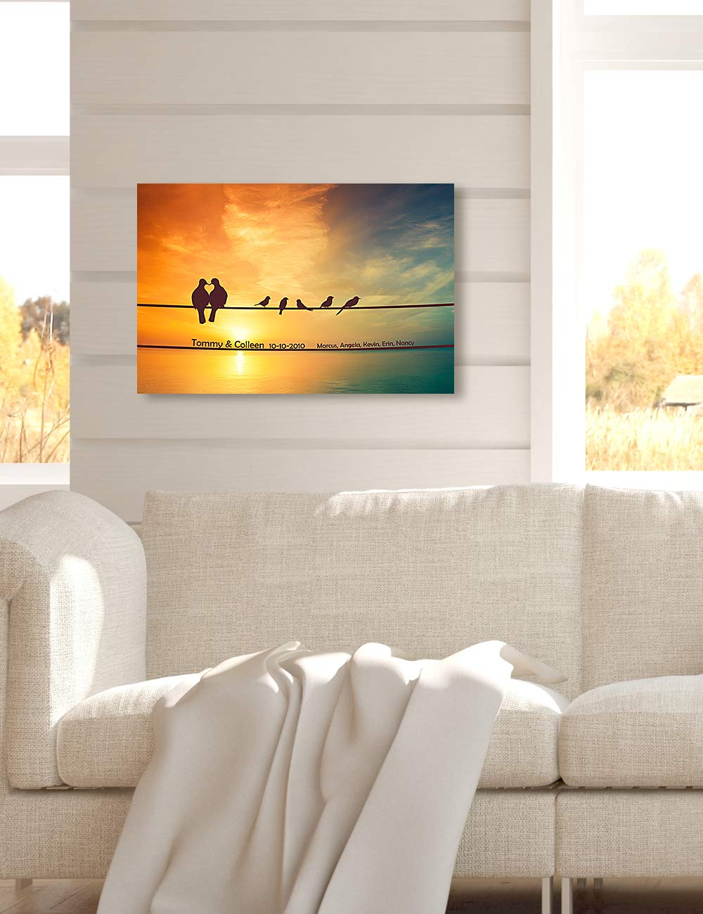 Ipic - We Are Family Personalized Artwork With Names, Customized Gift For Anniversary, Giclee Canvas Wall Art.. 18X12