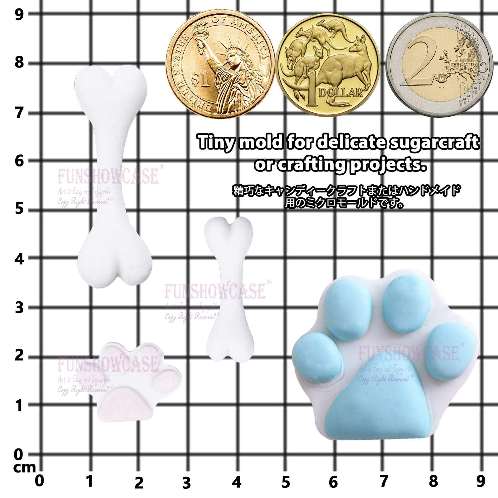 Funshowcase Assorted Dog Footprints And Bones Silicone Candy Mold For Cake Decorate, Clay, Crafting