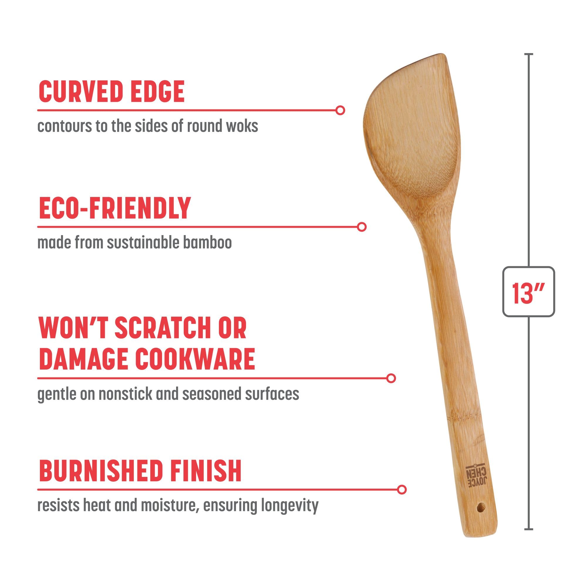 Joyce Chen Burnished Bamboo Wok Spatula, 13-Inch