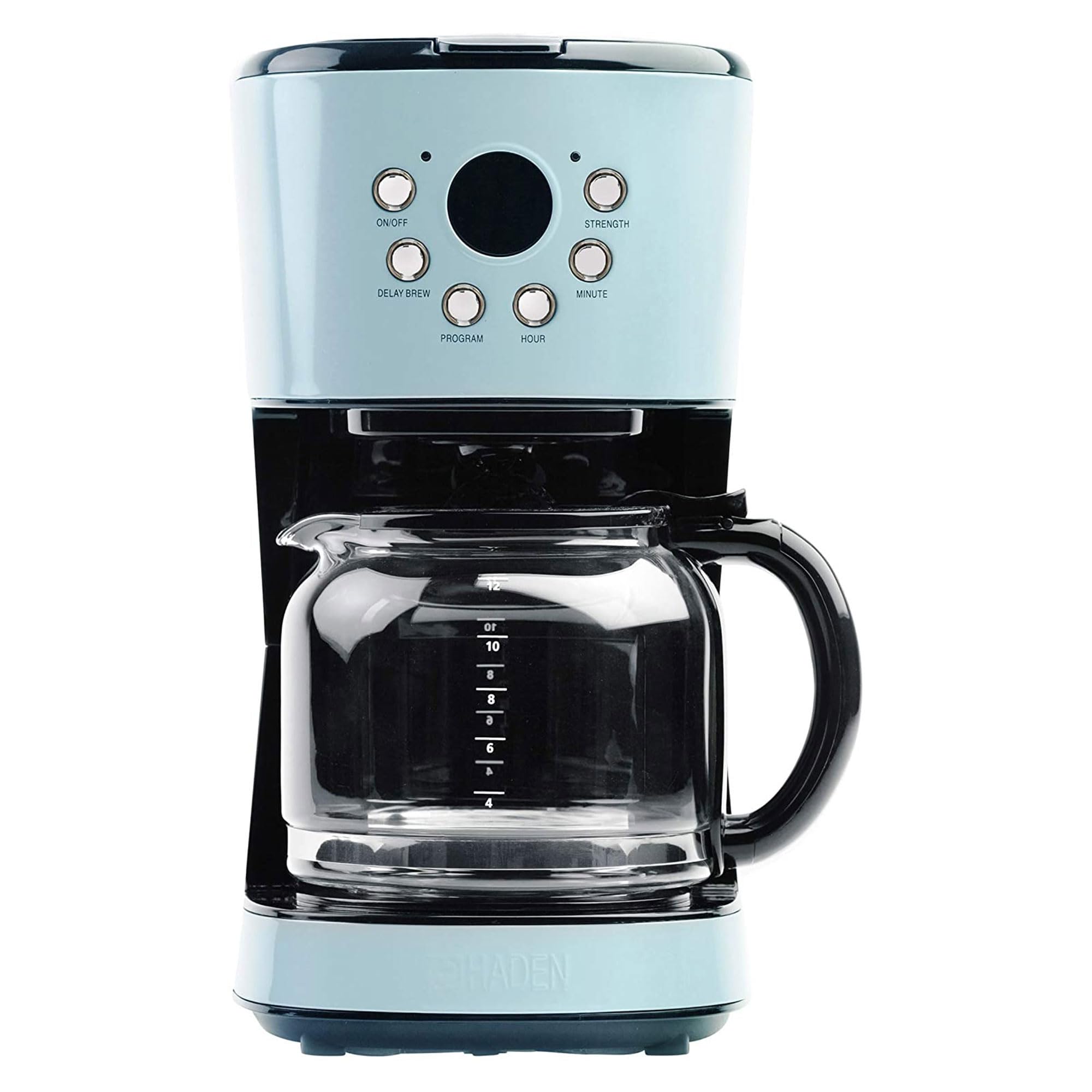 Haden Coffee Machine, 12 Cup Programmable Drip Coffee Maker with Auto Shut-Off Function and Reusable Washable Water Filter, Turq