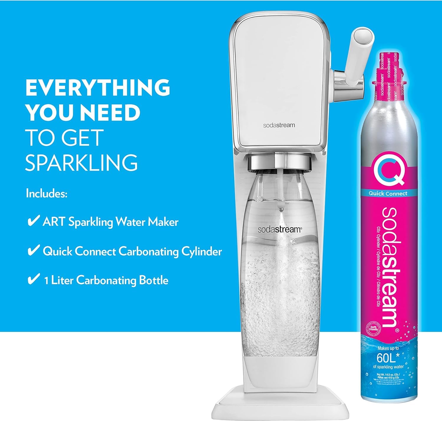 Sodastream Art Sparkling Water Maker (White) With Co2 And Dws Bottle