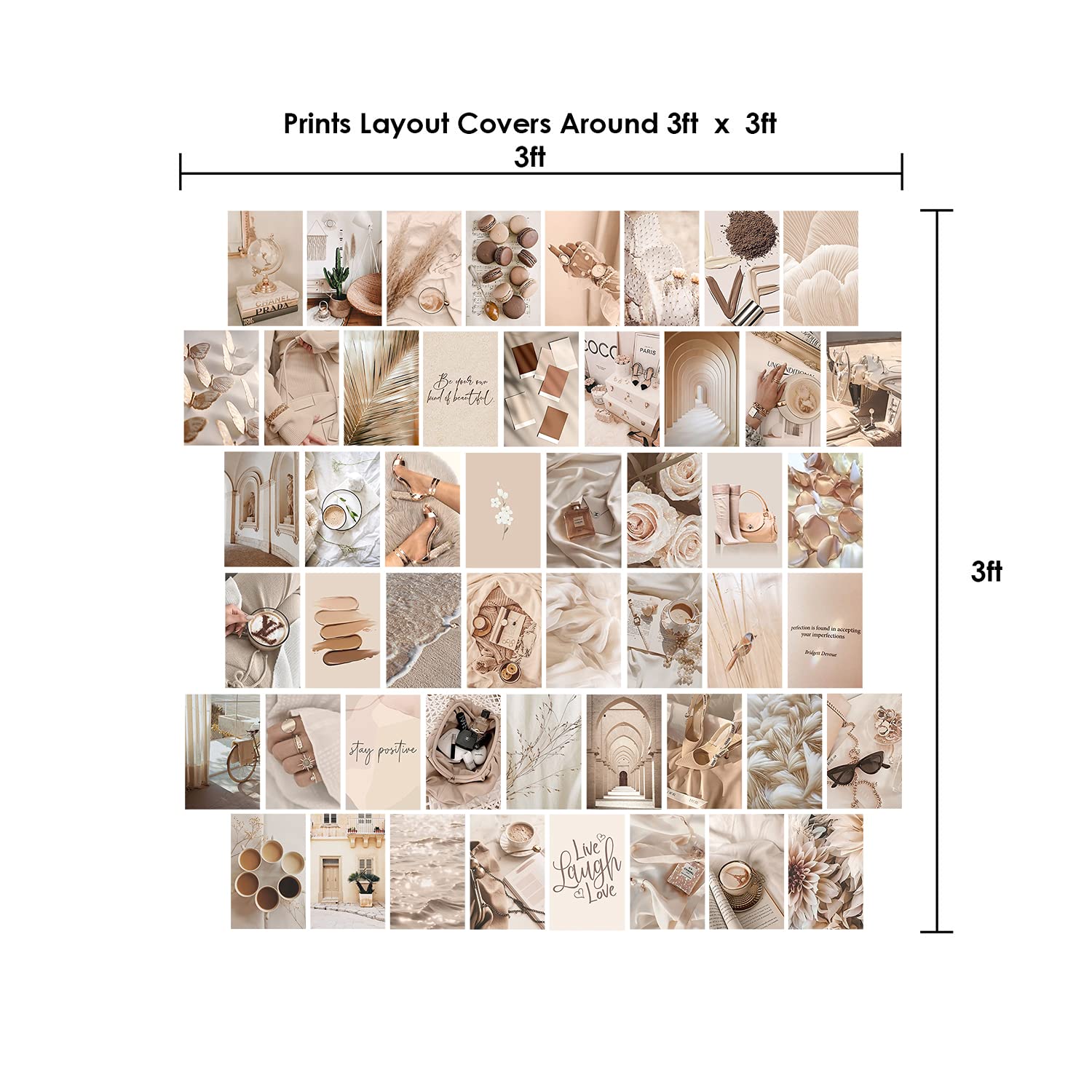 WOONKIT Beige Wall Collage Kit Aesthetic Pictures  Room Decor Aesthetic  Room Decor for Teen Girls  Photo Collage Kit for Wall Aesthetic  Room Decor for Bedroom Aesthetic  Trendy Teen  50PCS 4X6 IN