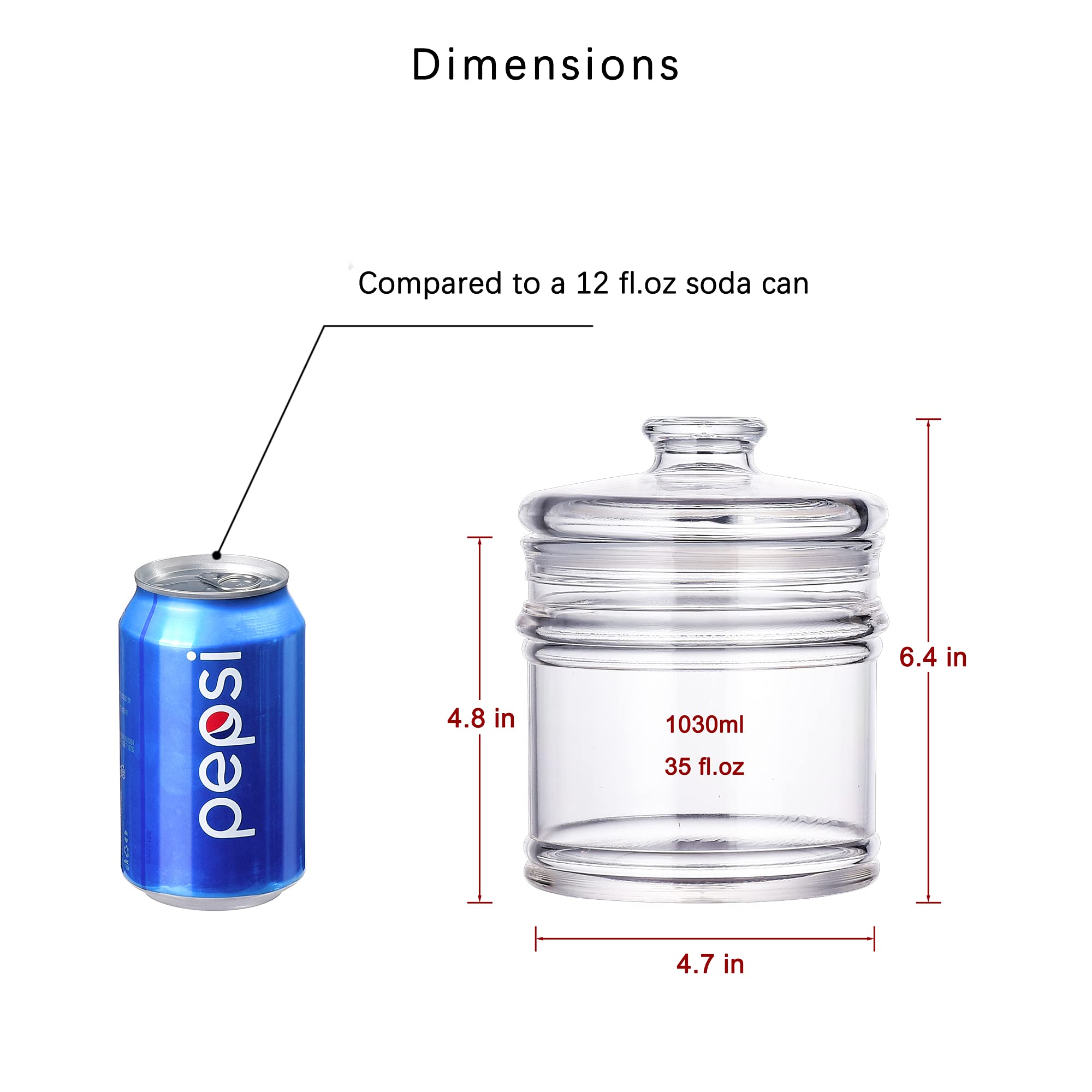 Ivoobr 35 Oz Reinforced Small Acrylic Storage Jar, Airtight Lid Cookie Jar | Perfect For Cookies, Dried Fruits, Nuts, Herbs,Cere