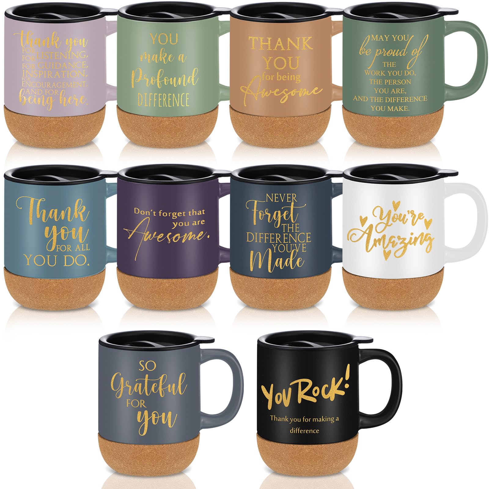 Rtteri 10 Pcs 15 oz Thank You Coffee Christmas Mugs for Employee