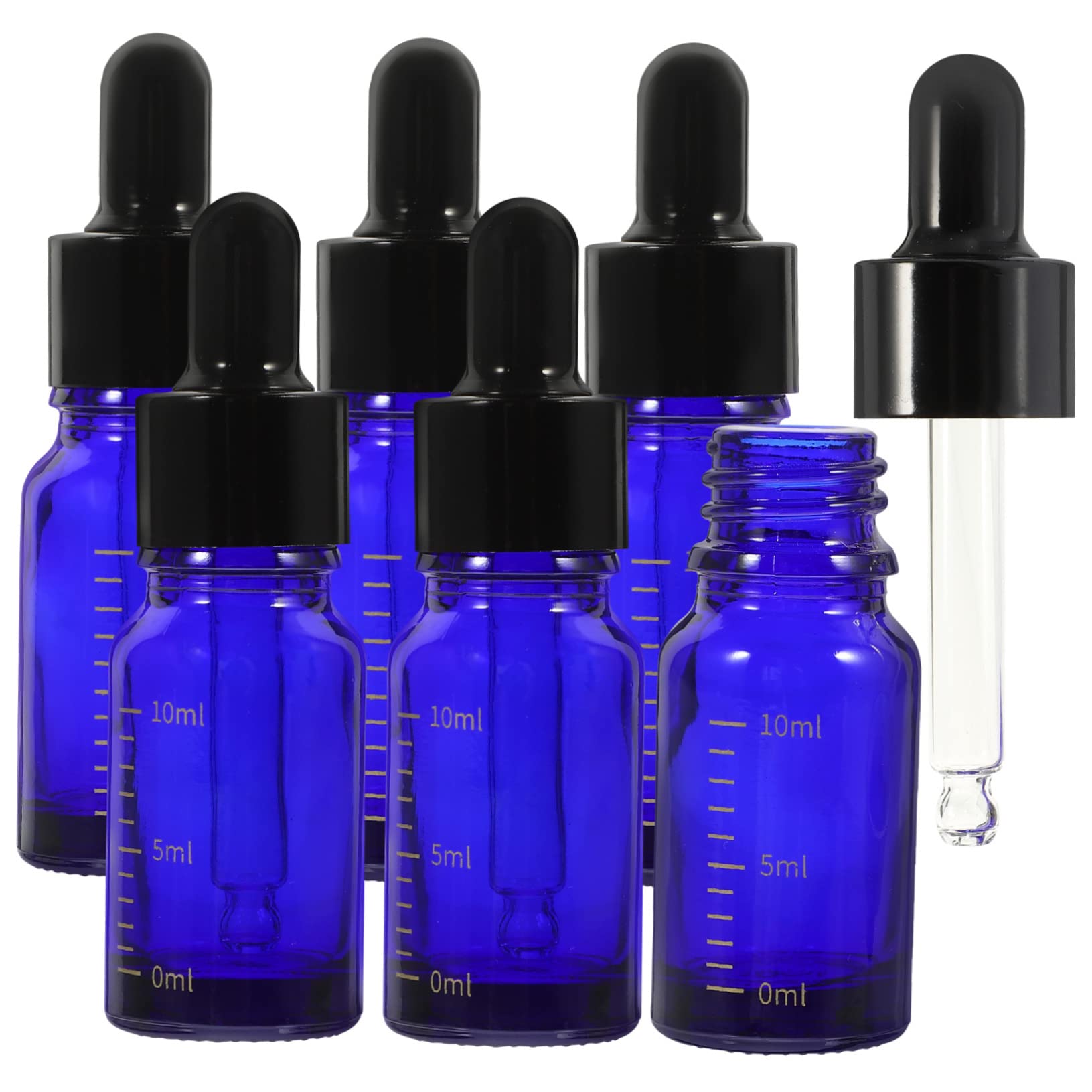DEARMAMY 6pcs Refillable Essential Oil Glass Bottles with Dropper and Scale Travel Size Containers for Perfume and Fragrance Por