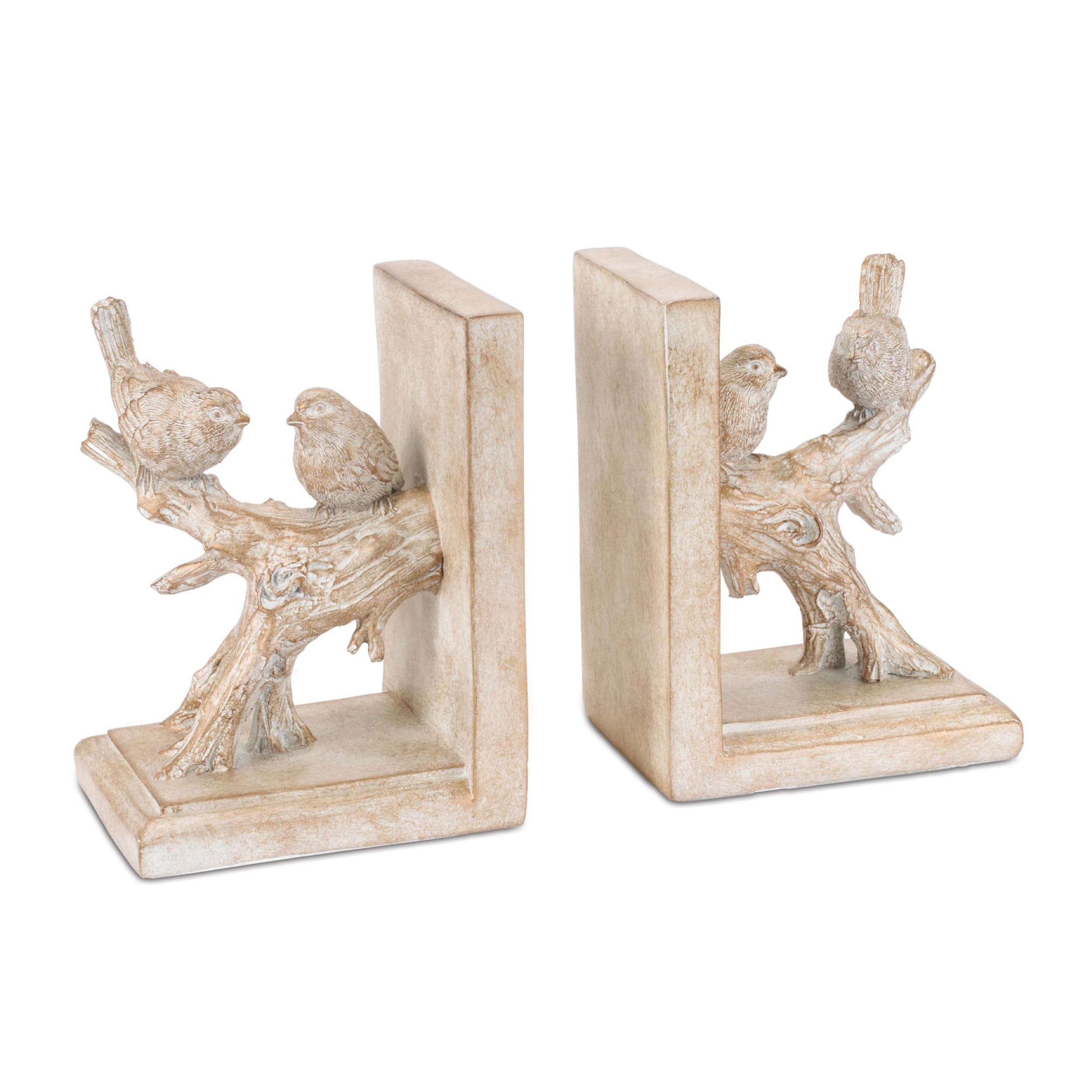 Bird on Branch Bookends (Set of 2) 3.5L x 6.25H Resin