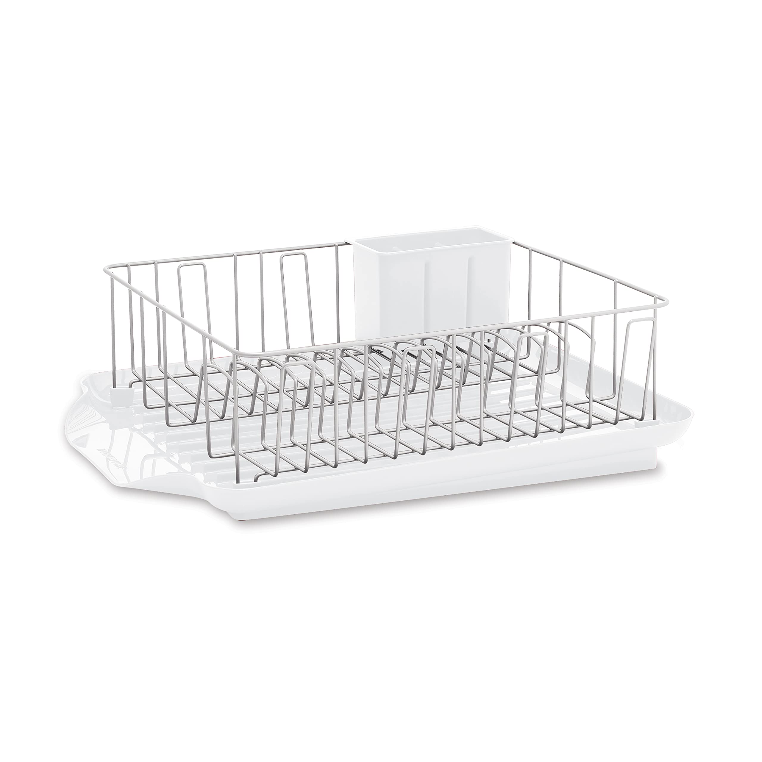 Farberware Classic Large Rust Resistant Full Dishrack With Removable 3 Compartment Flatware Caddy, Andlged Drain Board, 3-Piece,