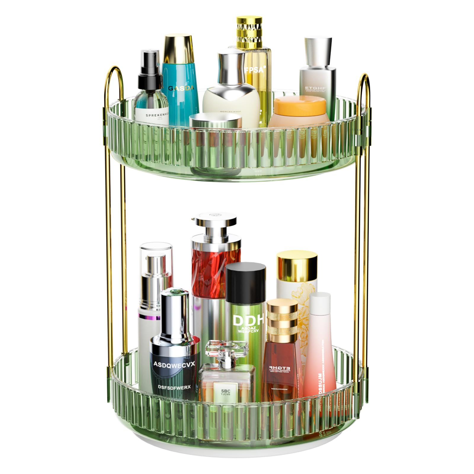 GTI 360Rotating Makeup Organizer, 2 Tier Bathroom Counter Organizer,Large Capacity Perfume Cosmetics Skincare Vanity Organizers,