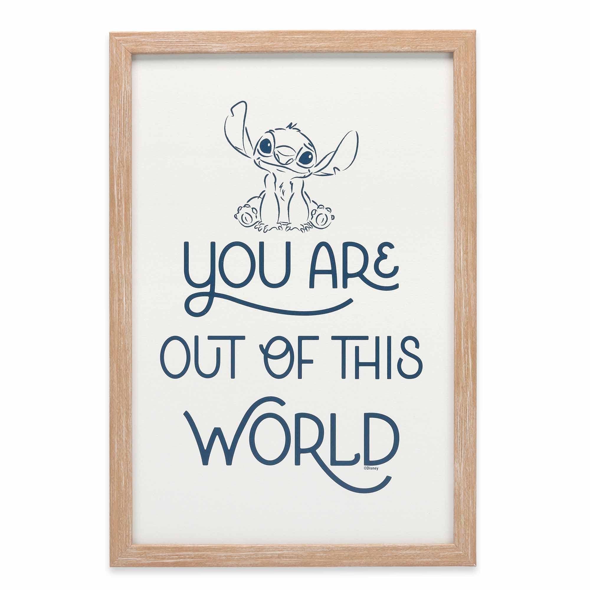 Disney Lilo And Stitch Out Of This World Framed Wood Wall Decor - Cute Stitch Wall Art For Kids' Bedroom Or Movie Room