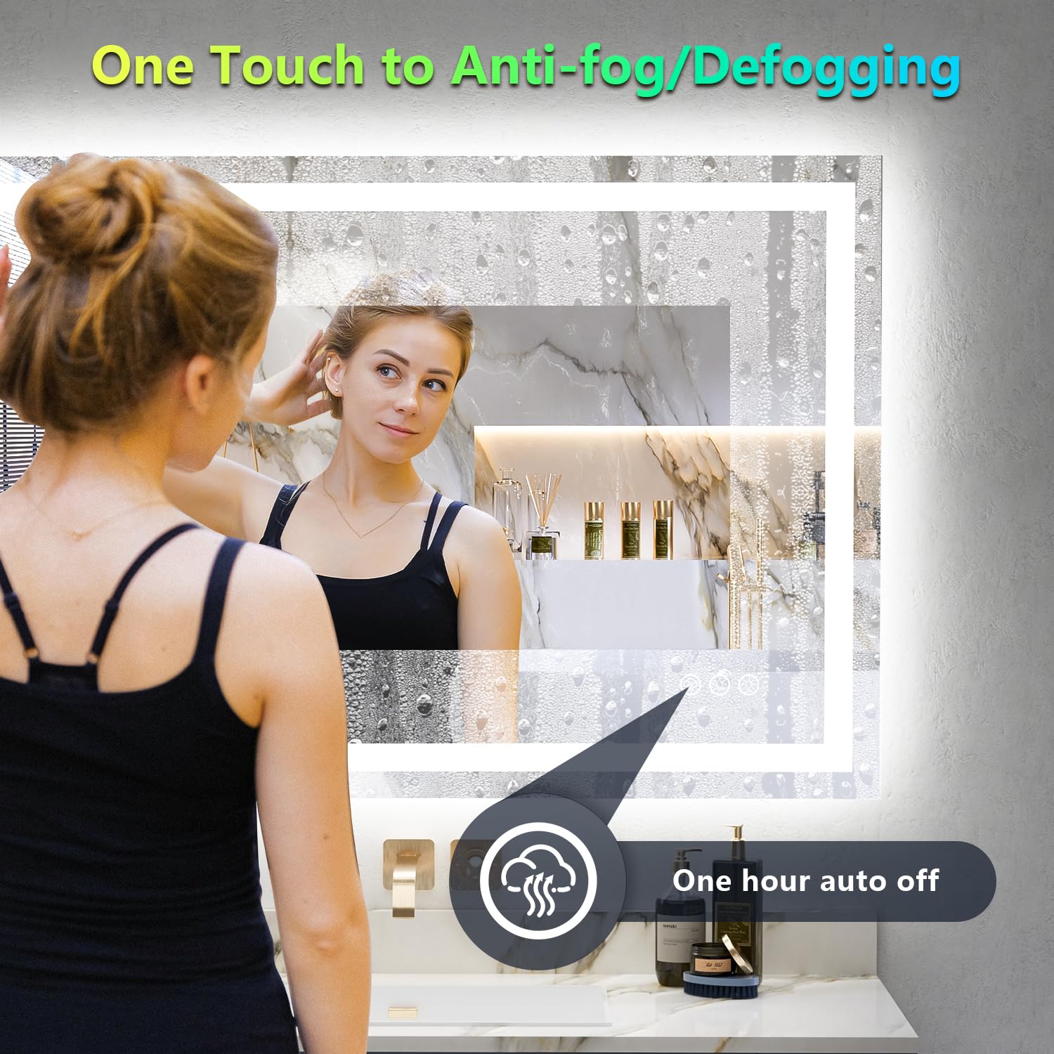 YEELAIT RGB LED Bathroom Mirror 36x30 Inch Front Light and RGB Backlit Lighted Vanity Mirror for Bathroom Wall Mounted Dimmable Anti Fog Memory Shatter-Proof IP54 Waterproof Horizontal/Vertical