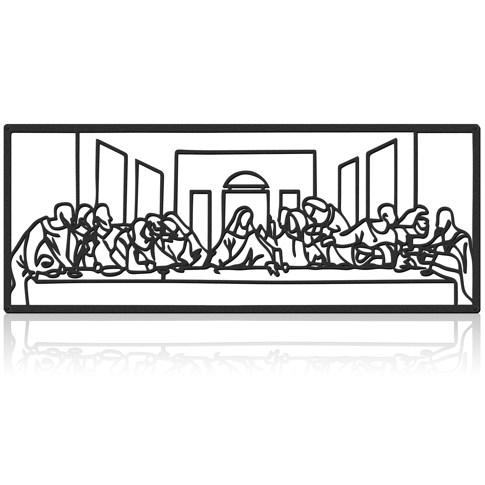 The Last Supper Wall Decor Christian Metal Wall Art Religious Hanging Picture Sculpture Jesus Black Line Art Religious Home Deco