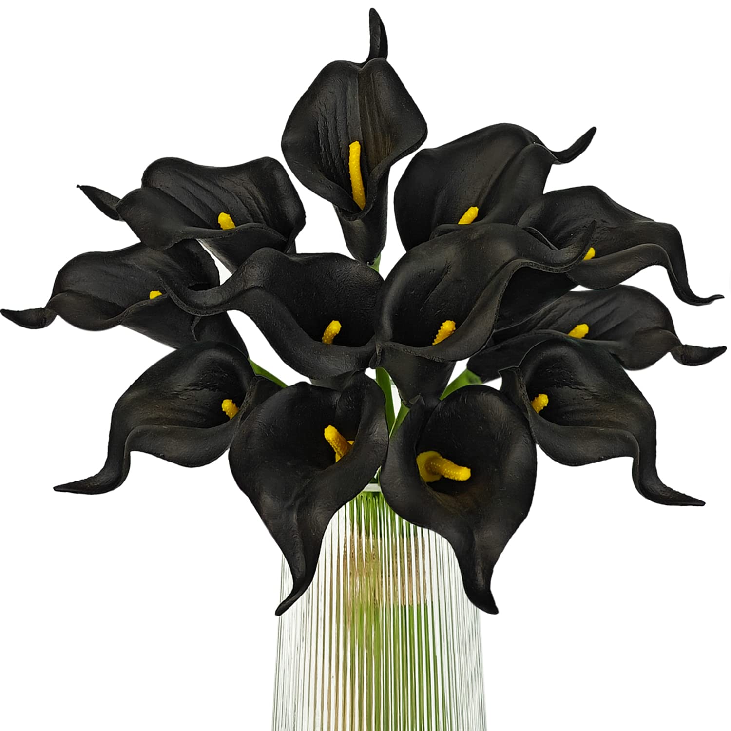 Letjolt Artificial Calla Lily Black Flowers for Wedding Bouquet Klein Blue Flower 12Pcs Home Decoration Faux Calla Lilies Flower