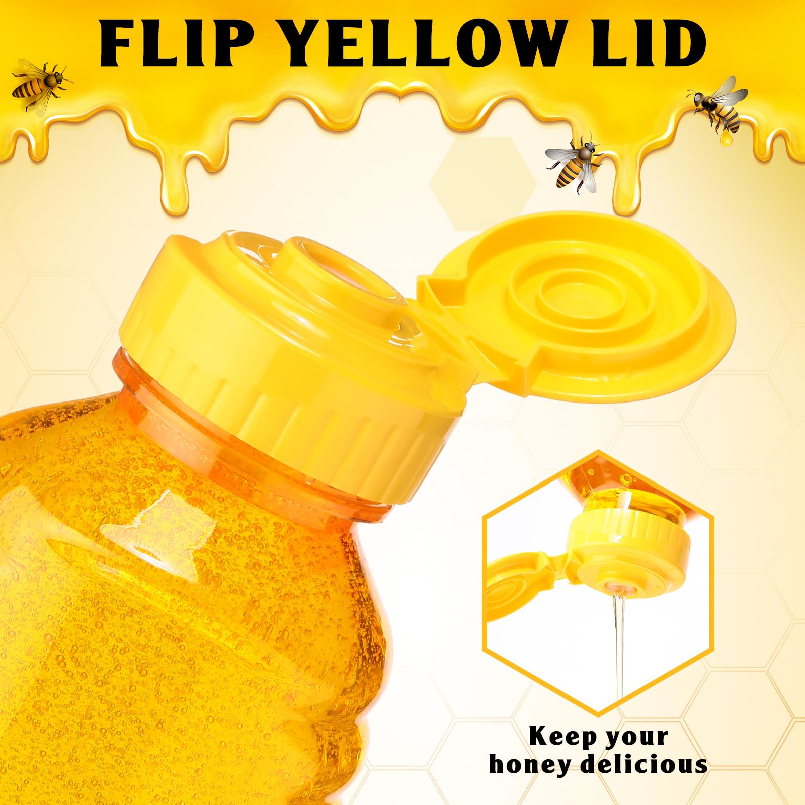 Didaey 48 Pcs 12 Oz Plastic Honey Bottles Clear Honey Jars Honey Dispenser With Lids Caps Honey Containers Leak Resistant Empty