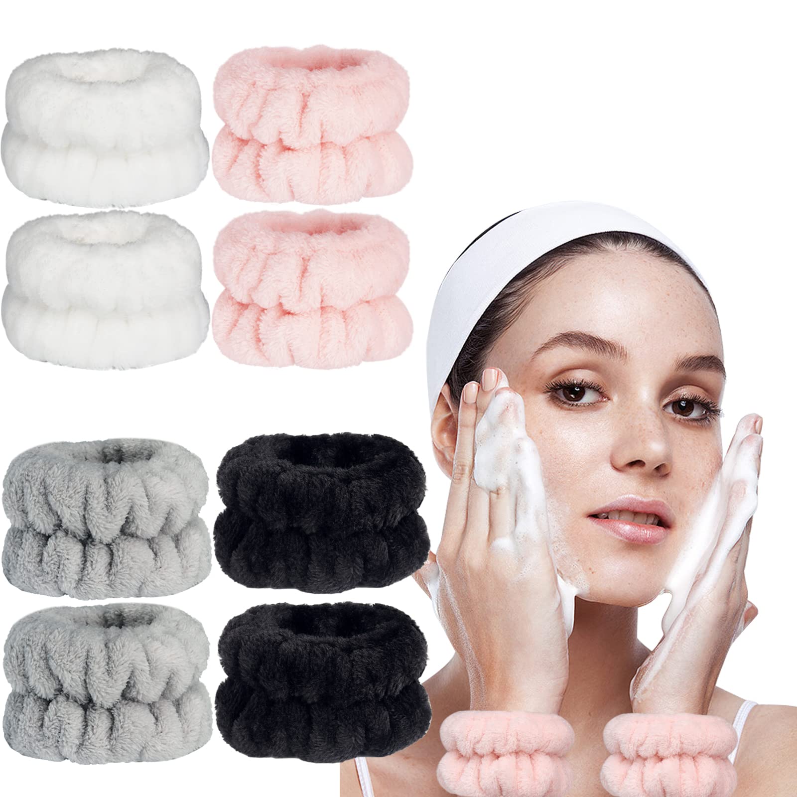 Taocar 8Pcs Wrist Bands For Washing Face, Face Washing Wristbands, Arm Wrist Towels For Washing Face, Spa Face Wash Wristbands,