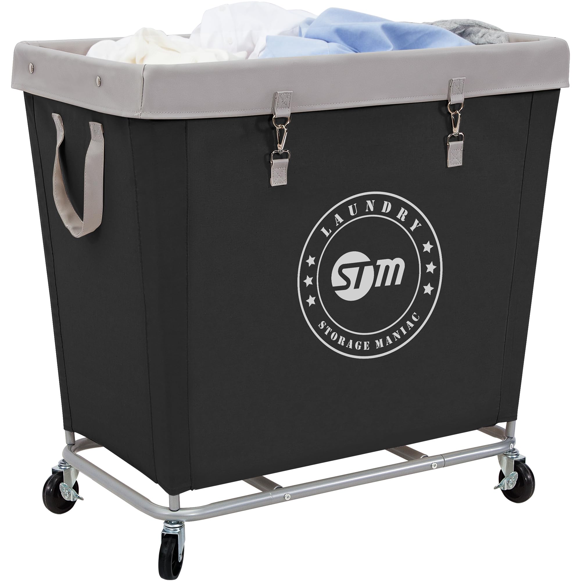 Storage Maniac Commercial Laundry Hamper With Heavy Duty Steel Frame, 320 L Industrial Laundry Basket Cart With Wheels For Hotel