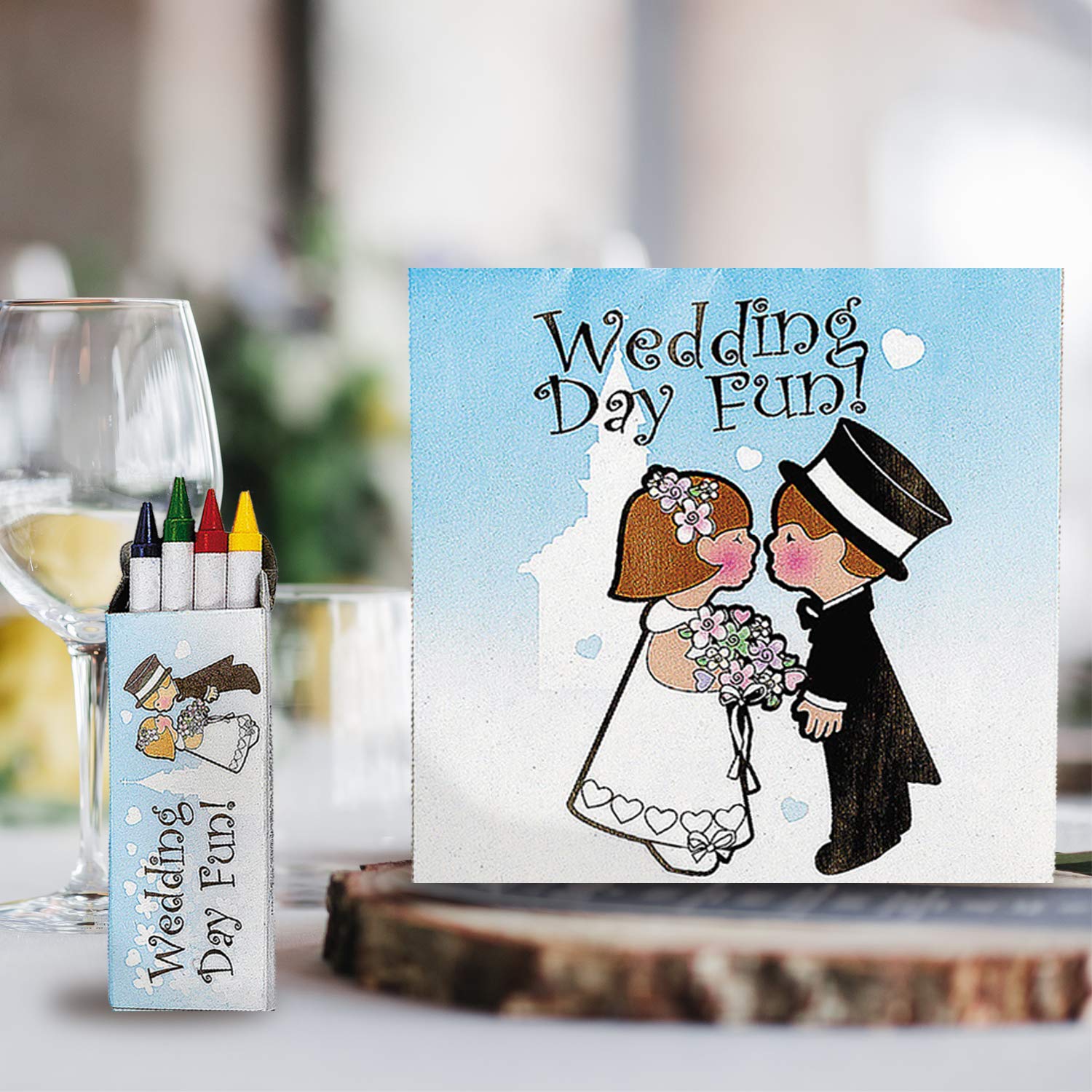 Fun Express Children's Wedding Coloring Books - Set of 12 activity pads  Crayons Included - Wedding Favors for Kids