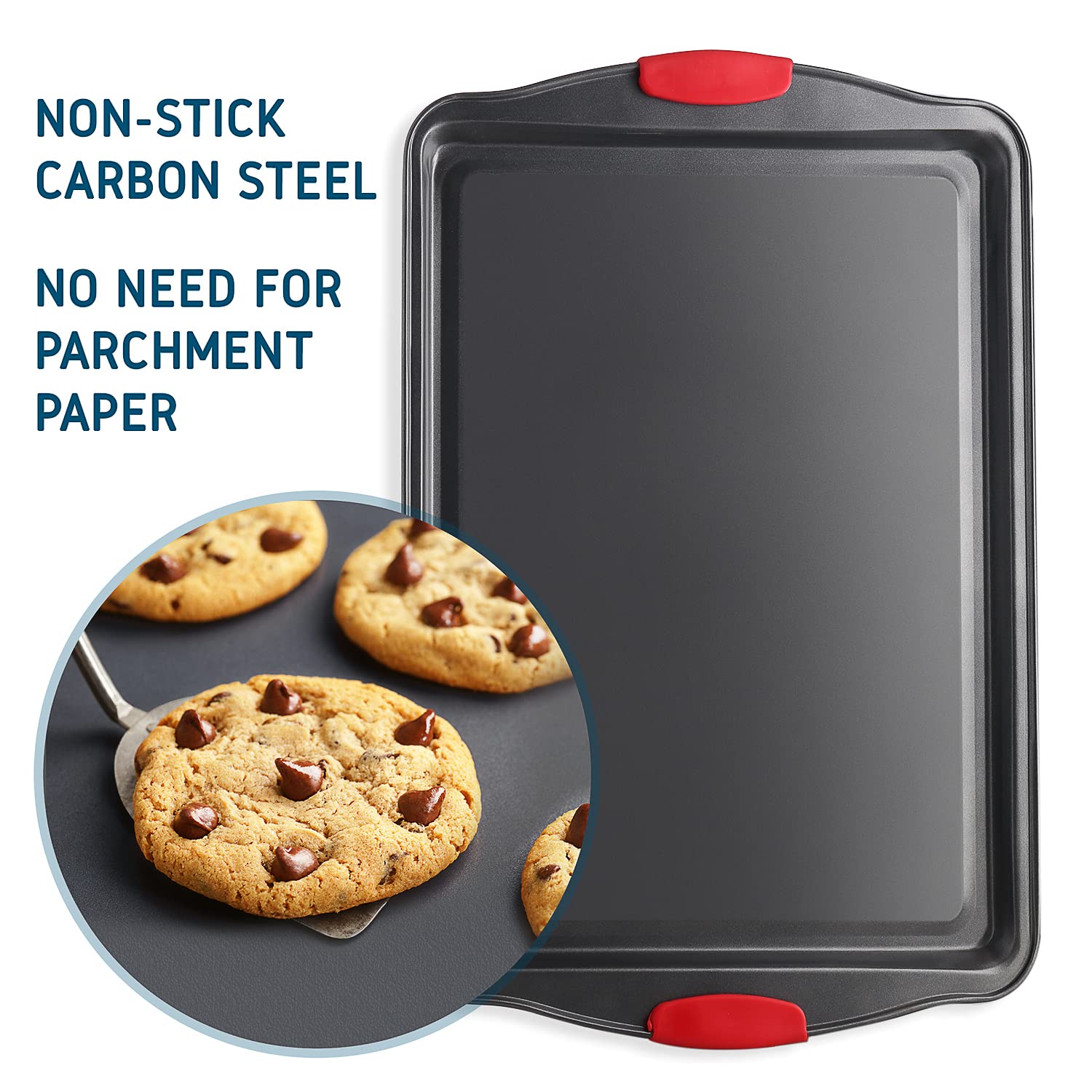 Joytable Pans Set-39Pc Silicone Handles, Durable Steel Bpa Free Bakeware, Oven Safe Cookie Sheets For Baking Nonstick Set With U