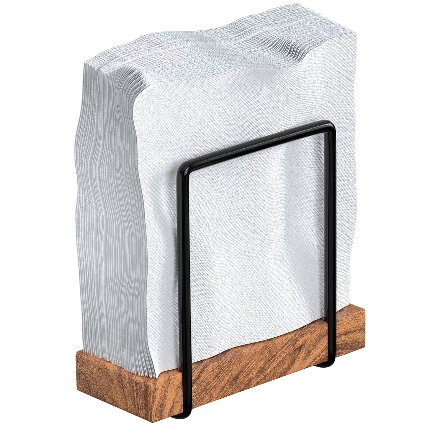 Tribello Modern Farmhouse Napkin Holder, Standing Vintage Napkin Holder For Tables, Steel And Wooden Base Kitchen & Dining Room