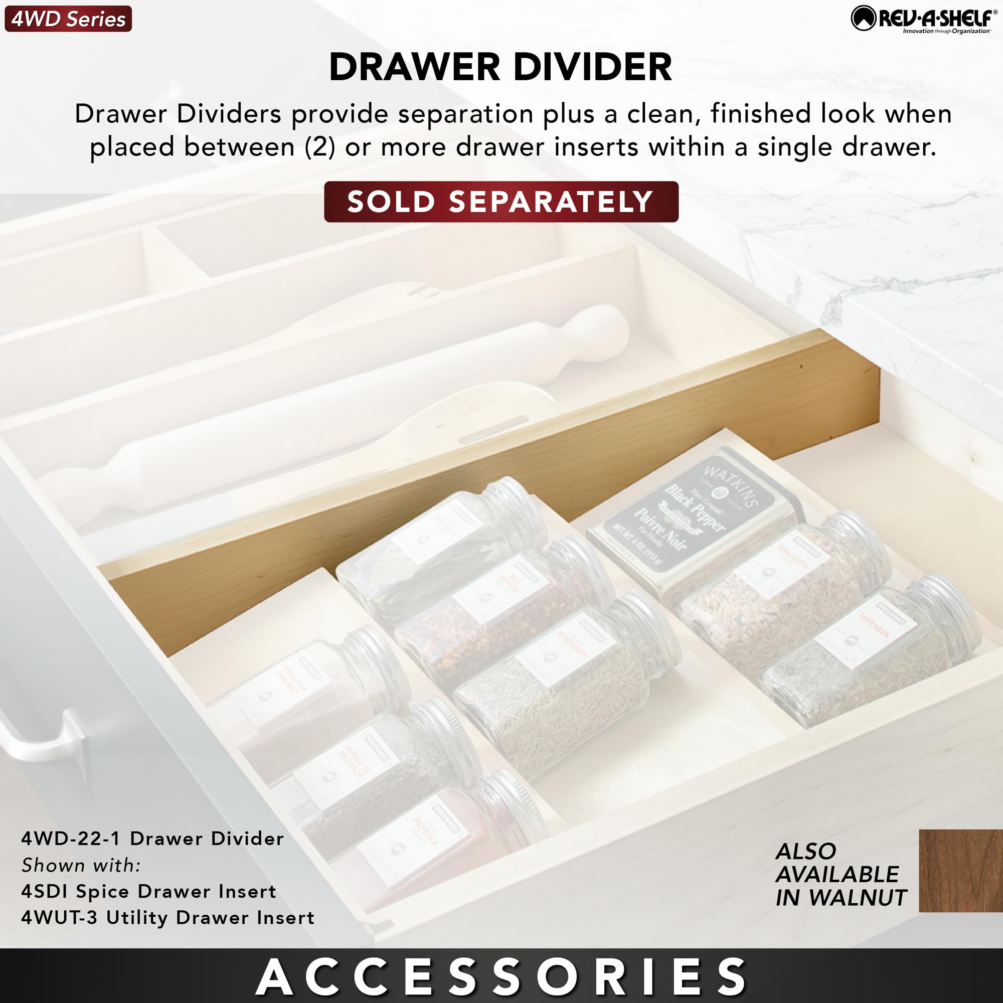 Rev-A-Shelf Trim-To-Fit Silverware Drawer Organizer For Kitchen Utensil Cutlery Cabinet Storage, Natural Maple Wood 7 Compartmen