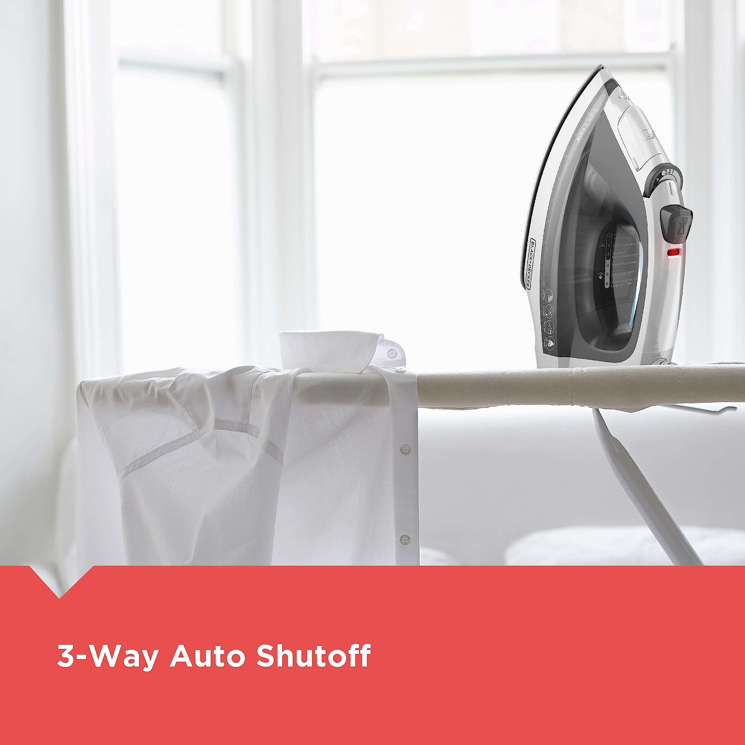 Black+Decker Light N Easy Compact Steam Iron, Ir1020S, Stainless Steel Soleplate, Spray Mist, Anti-Drip, Auto Shutoff