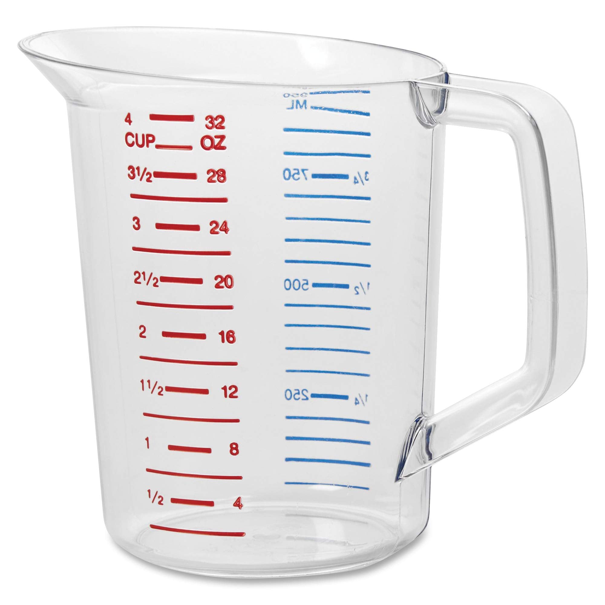 Rubbermaid Commercial Products Bouncer Clear Measuring Cup, 4-Cup/1-Quart, Clear, Strong Food Grade, For Use With -40-Degree F T