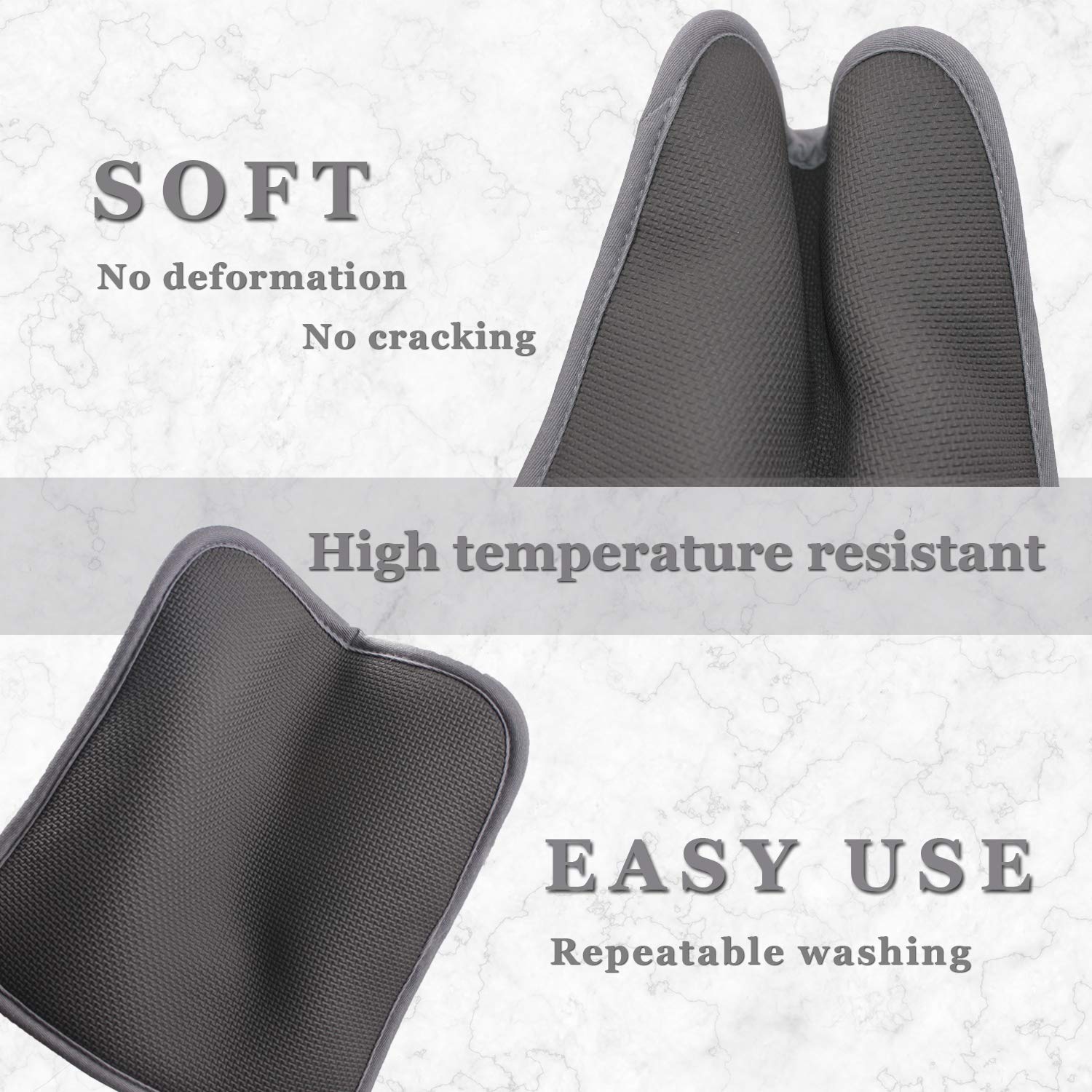Yekoo 2 Pcs Gray Pot Holders Sets For Kitchen Heat Resistant Oven Hot Pads With Pockets Non Slip Soft Grip Potholders For Baking