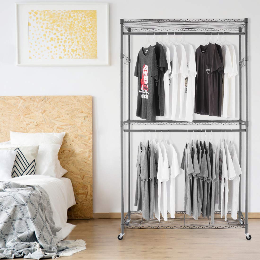 Small Rolling Racks Homdox Garment Rolling Rack Clothing Rack With Double Clothes Rods And ...