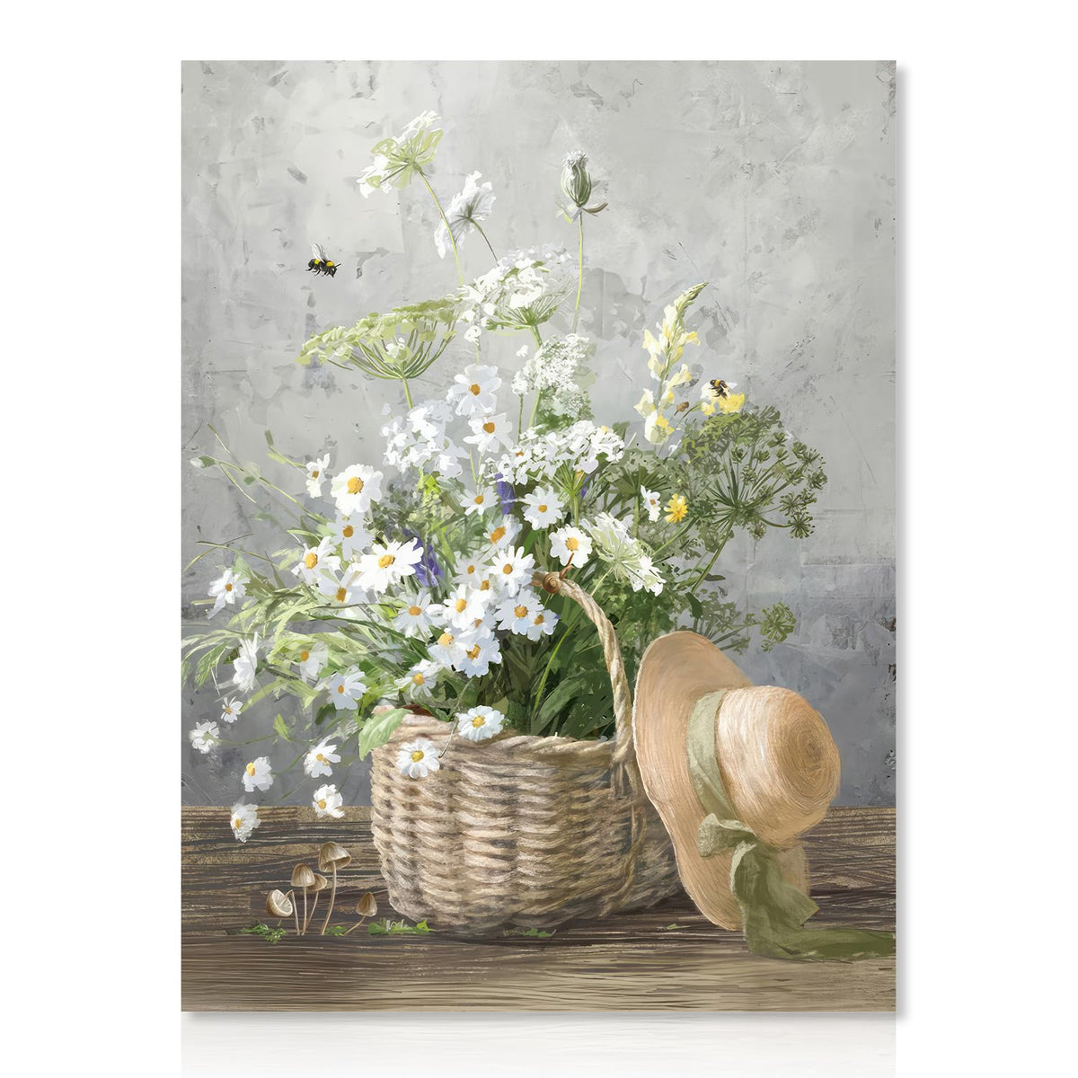 Dazzlewall Daisy Paintings Canvas Wall Art Rustic Floral Farmhouse Country Wall Decor Botanical Flower Poster For Bedroom Living