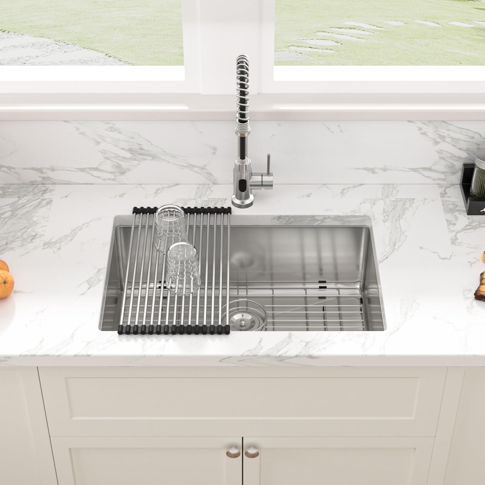 28 Inch Kitchen Sink Stainless Steel - Sarlai 28'' x 18'' Undermount Sink Single Bowl 16 Gauge Stainless Steel Kitchen Sink Basin