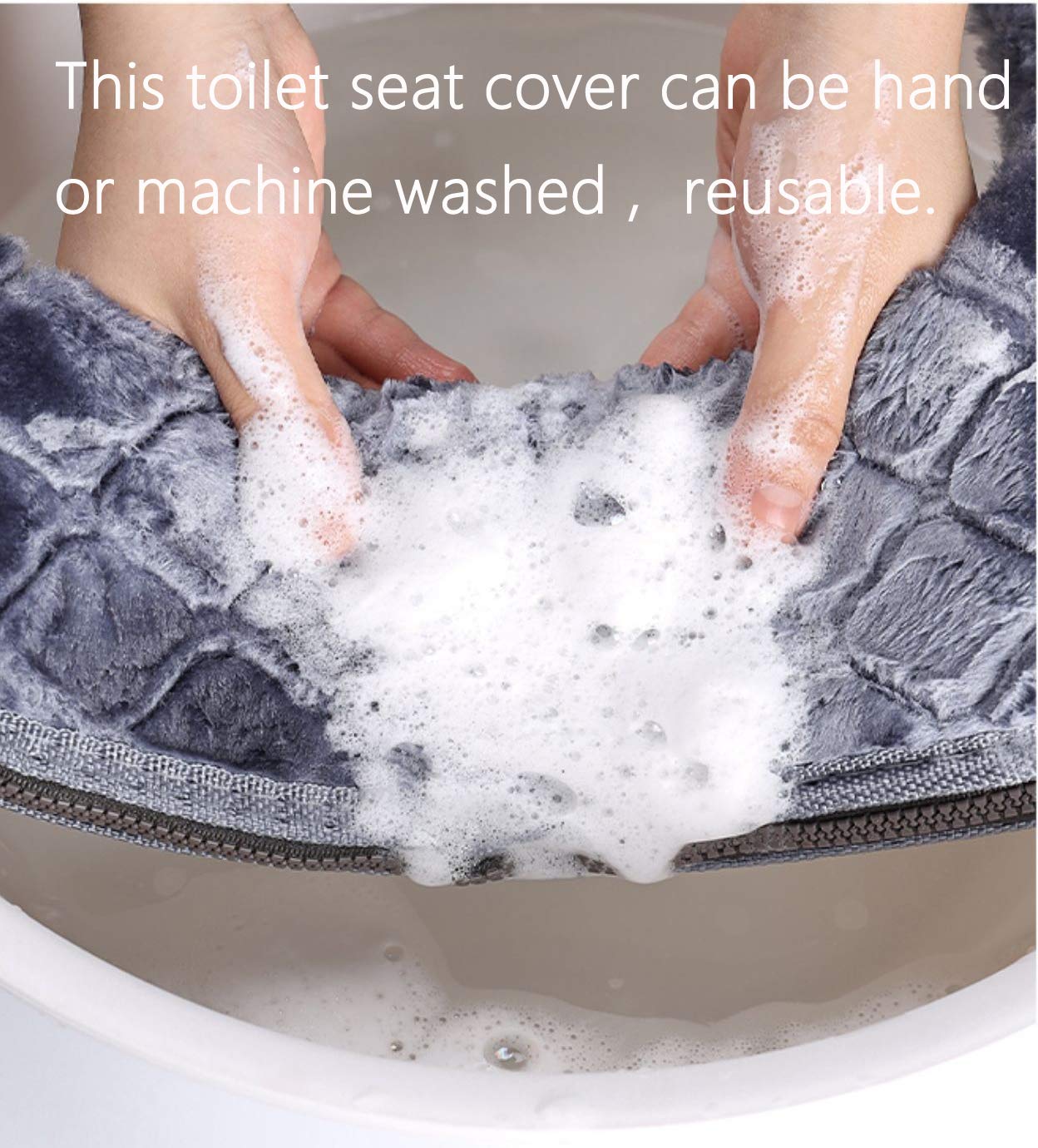 Wdshcr Toilet Seat Cover For Bathroom, Toilet Seat Cushion Covers Soft Thicker Warmer Washable Toilet Seat Cover Pads With Zippe