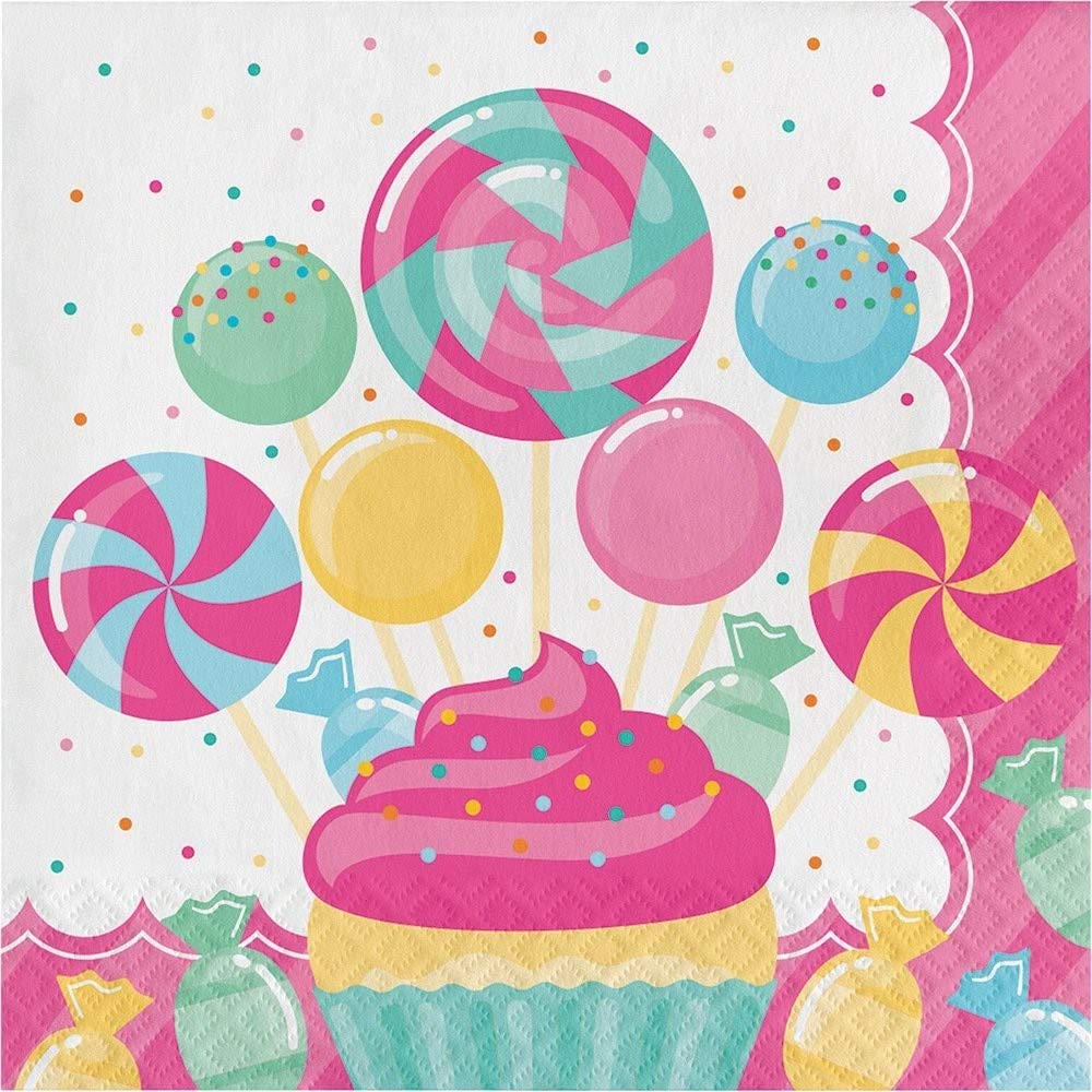 Creative Converting Candy Party Lunch Paper Luncheon Napkin, Multicolor