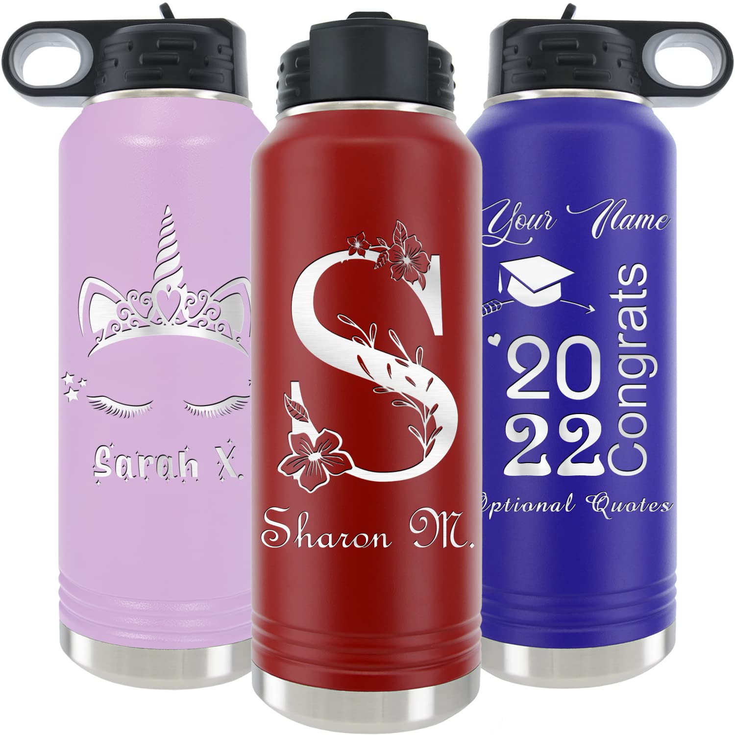 Personalized Water Bottle For Women 40Oz/32Oz, Customized Insulated Water Flask, Stainless Steel Sports Thermos Tumbler, Mother'