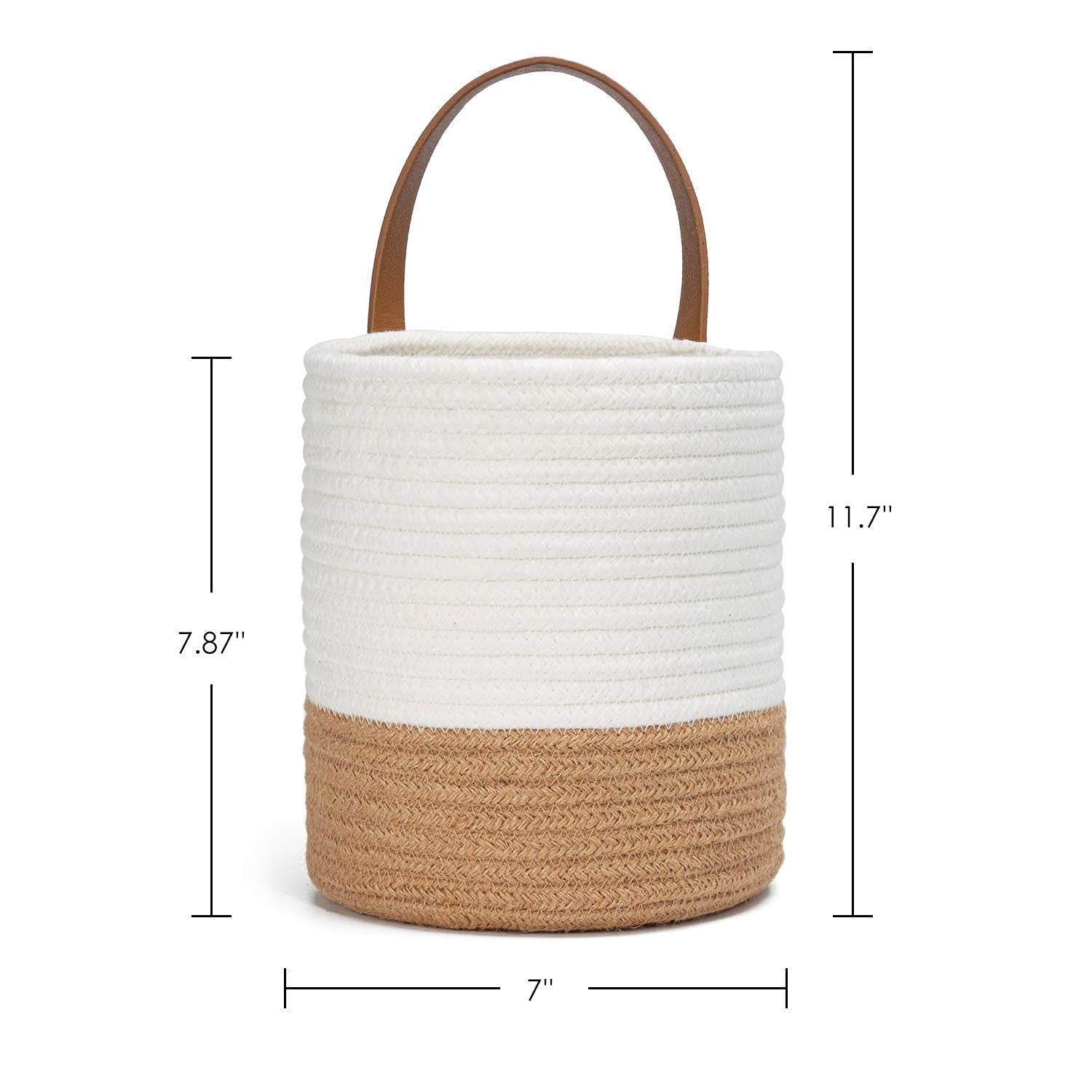 Goodpick 2Pack Jute Rope Hanging Basket - Small Woven Fern Wall Hanging Basket Flower Plants, Jute Woven Basket Key Storage Bask