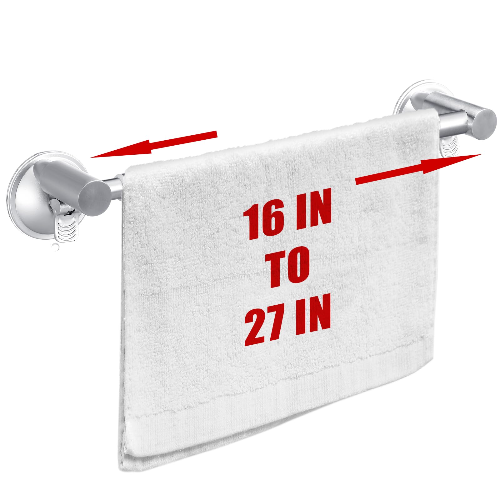 Adjustable 16-27'' Suction Cup Towel Bar Extendable Suction Cup Towel Holder Bathroom Stainless Steel Towel Rack Towel Bar For G